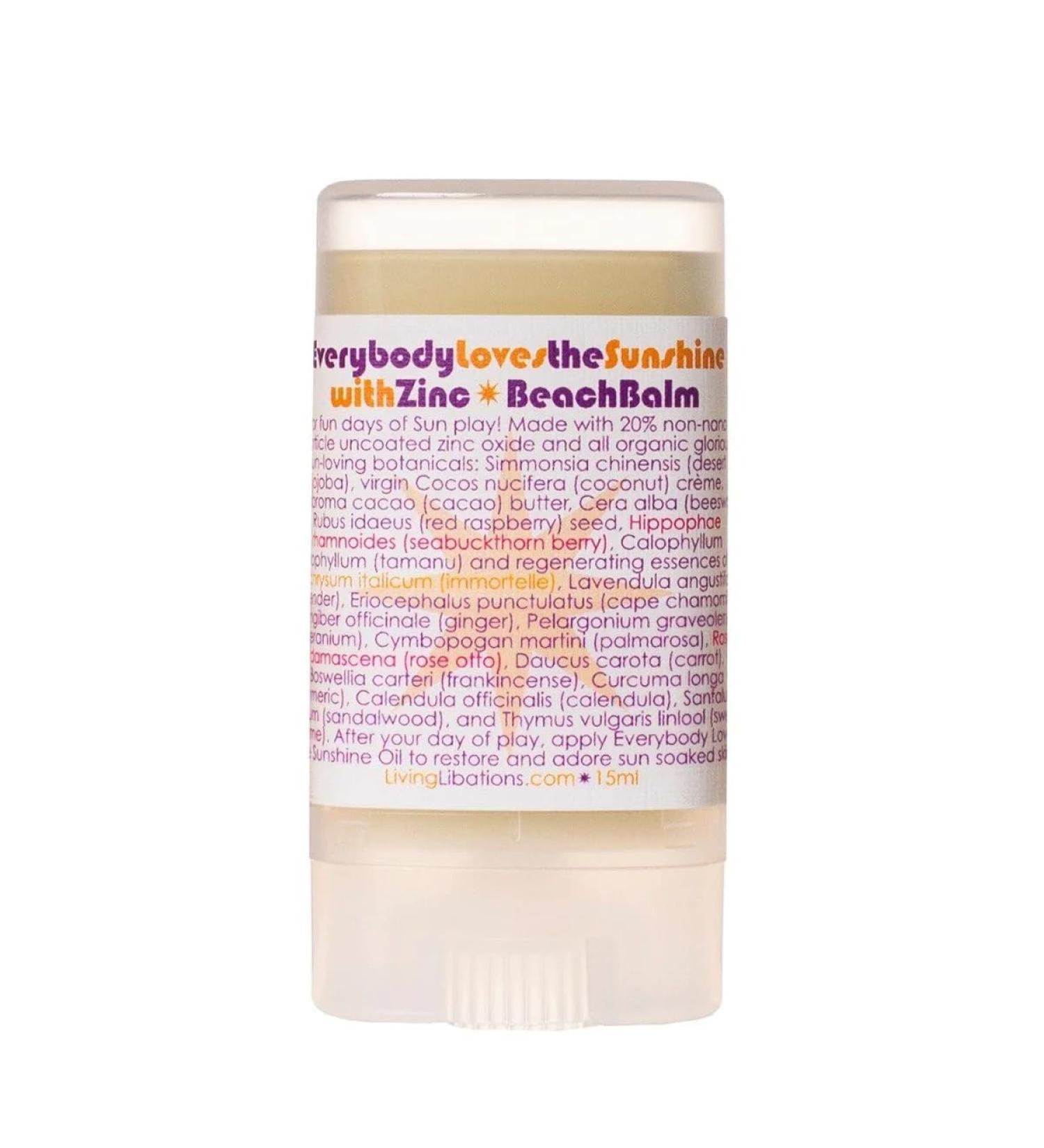 Living Libations - Organic Everybody Loves The Sunshine Beach Balm With Zinc | Natural Wildcrafted Clean Beauty (.5 oz | 15 ml) 0.5 Ounce (Pack of 1)