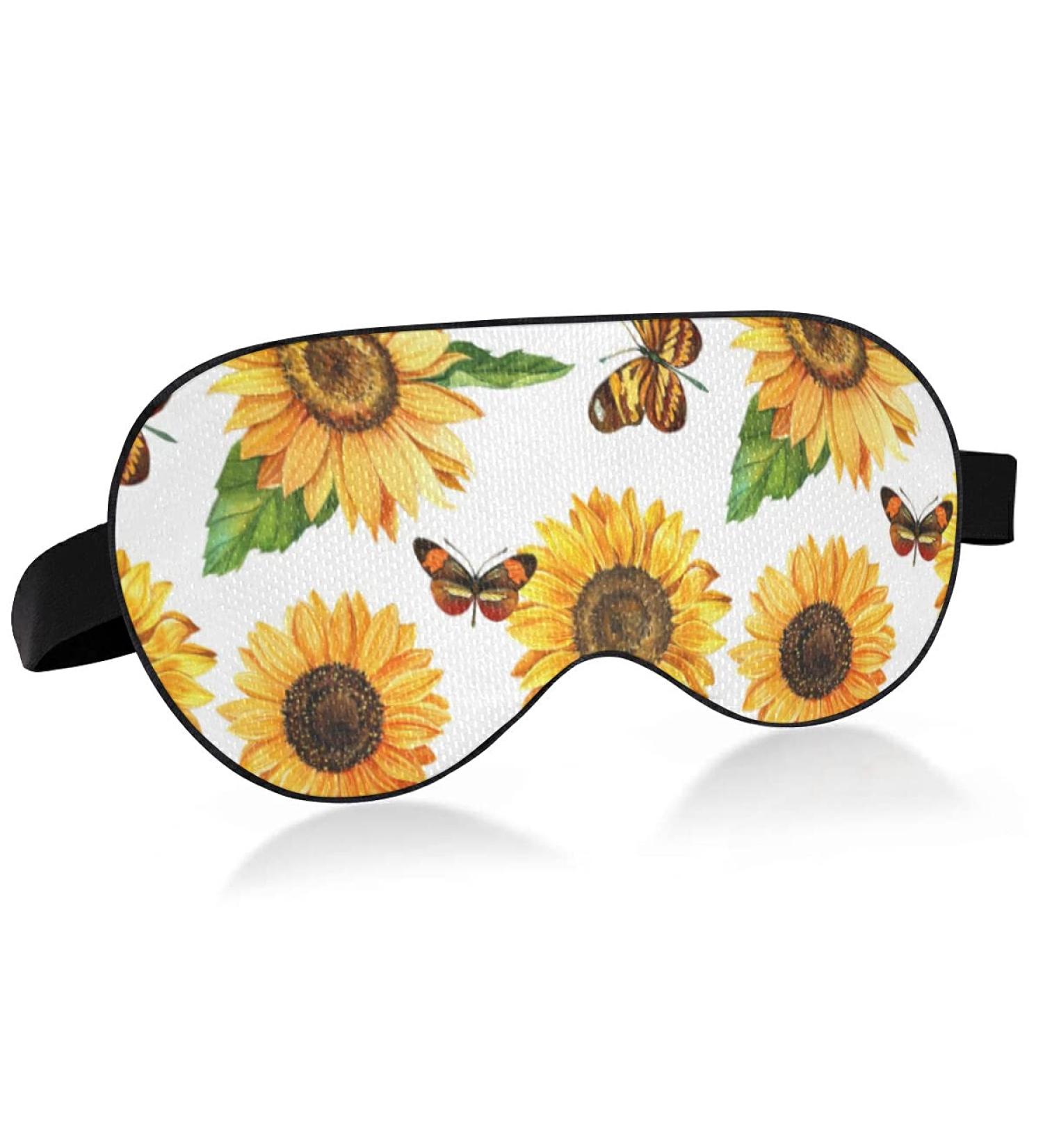 xigua Sunflower Butterfly Sleep Mask - Breathable Cool Feeling Eye Cover for Summer Rest - Elastic Contoured Blindfold for Men and Women - Travel Essential - Buy Online on GoSupps.com