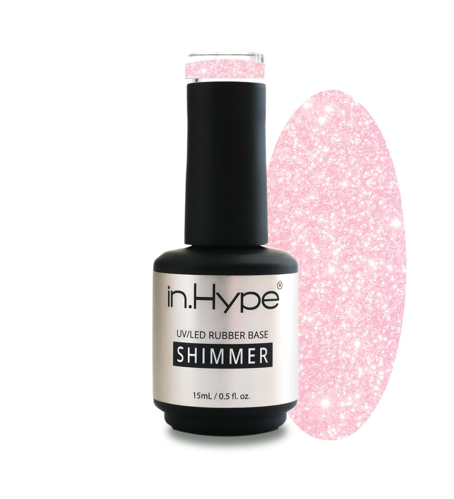 IN.HYPE Shimmer Rubber Base Coat - Diamond Pink with Silver Shimmer - Buy Online on GoSupps.com