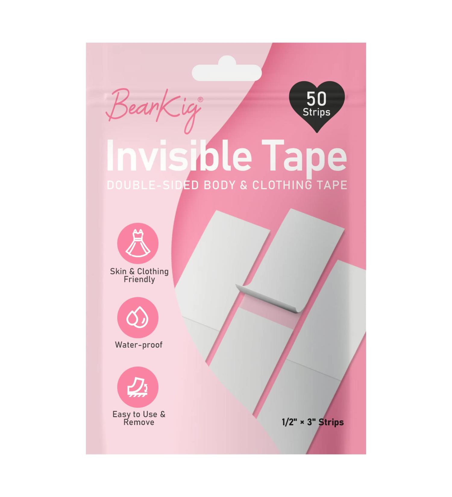 50-Strips Double-Sided Fashion Tape for Women Clothing and Body | BearKig Fabric Tape for All Day Strength | Invisible & Clear Adhesive Tape for Sensitive Skin - 50 Count - Buy Online on GoSupps.com