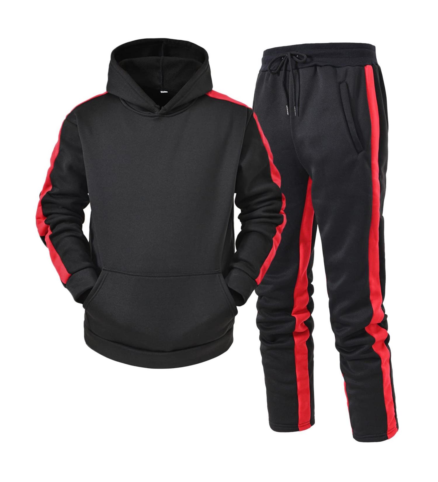 Hanxiulin Men's Jogging Suit - Casual Hooded Zipper Training Sweat Jacket | Sports Clothing for Running & Leisure - Black XXL - Buy Online on GoSupps.com