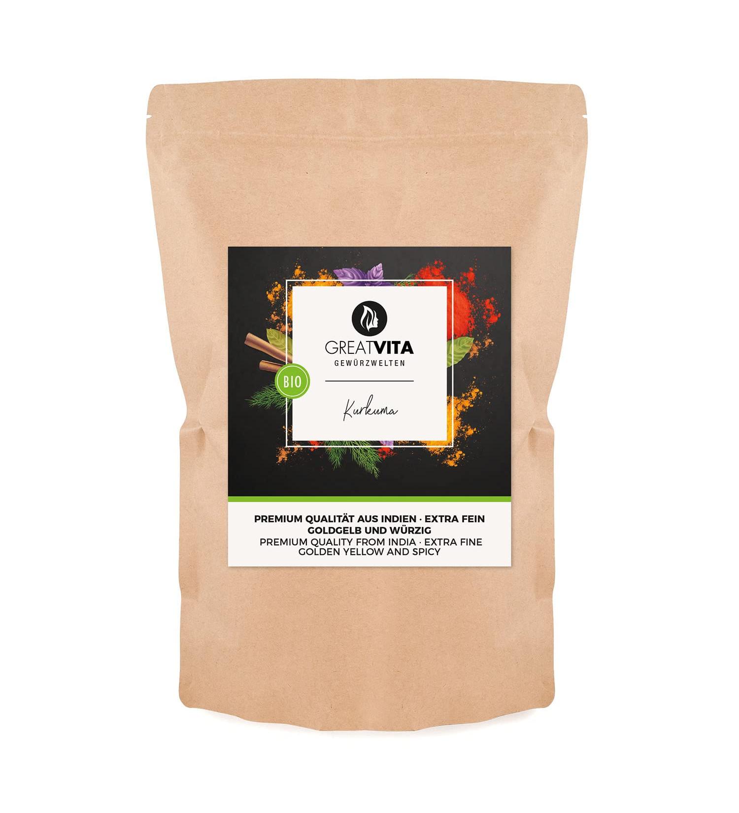 GreatVita Organic Turmeric Powder 1000g | 100% Natural & Finely Ground | Premium Quality for Health & Wellness - Buy Online on GoSupps.com