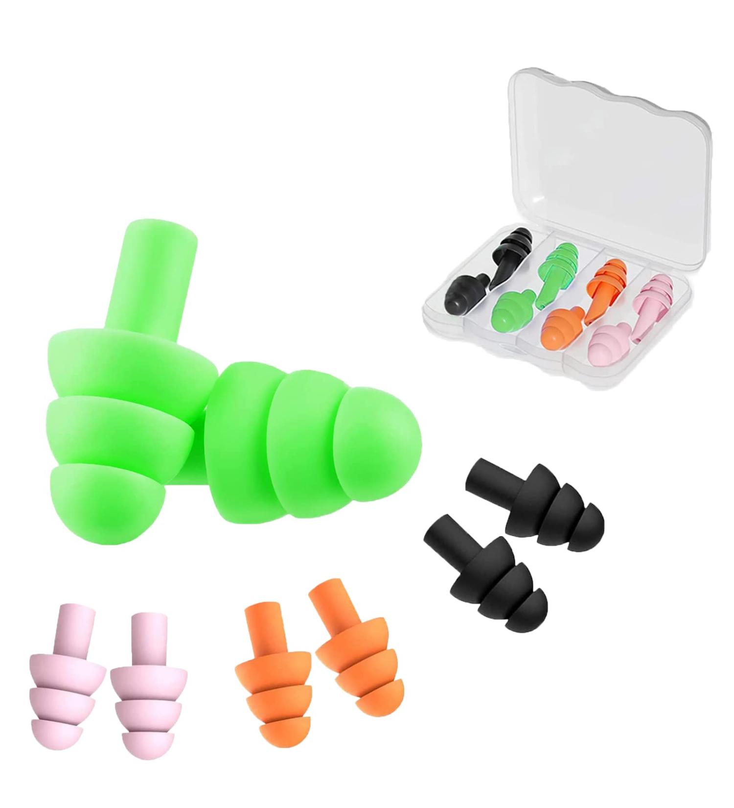 Soft Silicone Reusable Small Ear Plugs for Sleep - 4pcs Green Noise Cancelling Travel Earplugs with Case - Buy Online on GoSupps.com