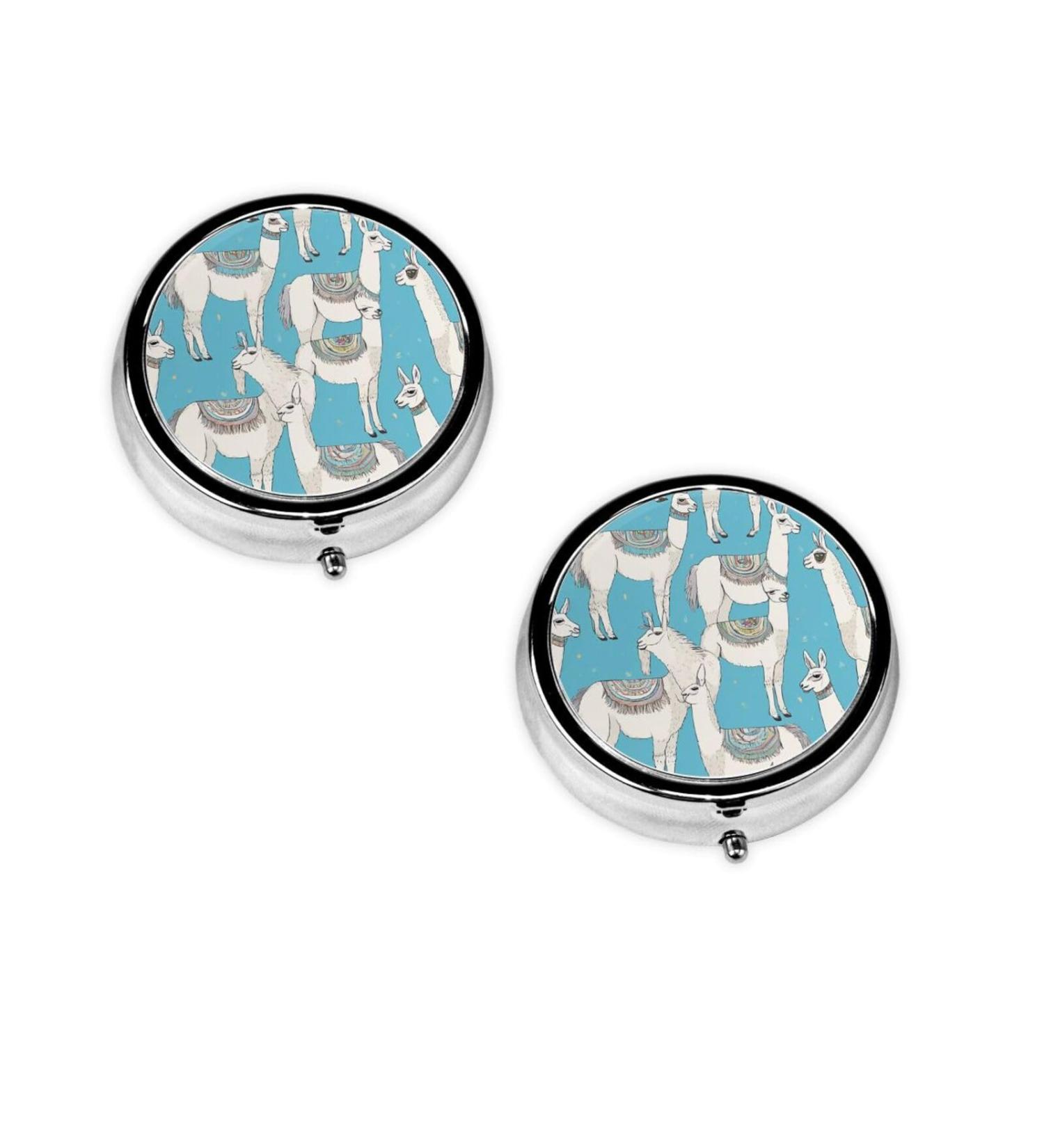 Cute Llama Mini Round Pill Box | 3 Compartment Travel Organizer | Portable Pill Case for Home & Office - Buy Online on GoSupps.com