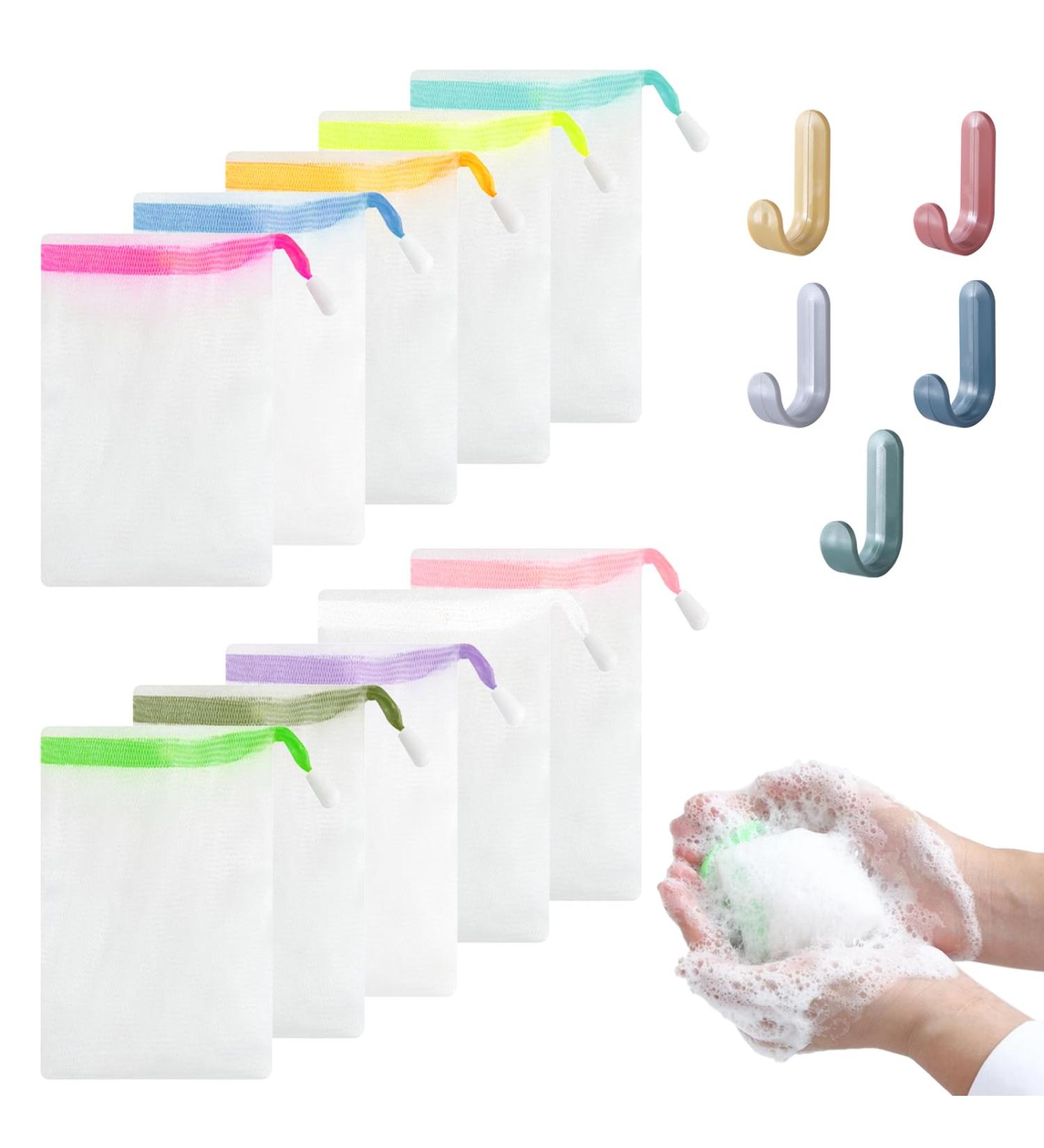 Utmach 20-Pack Colorful Nylon Soap Bags for Facial Cleaning | Foam Mesh Pockets with Hooks - Ideal for Swimming & Travel - Buy Online on GoSupps.com