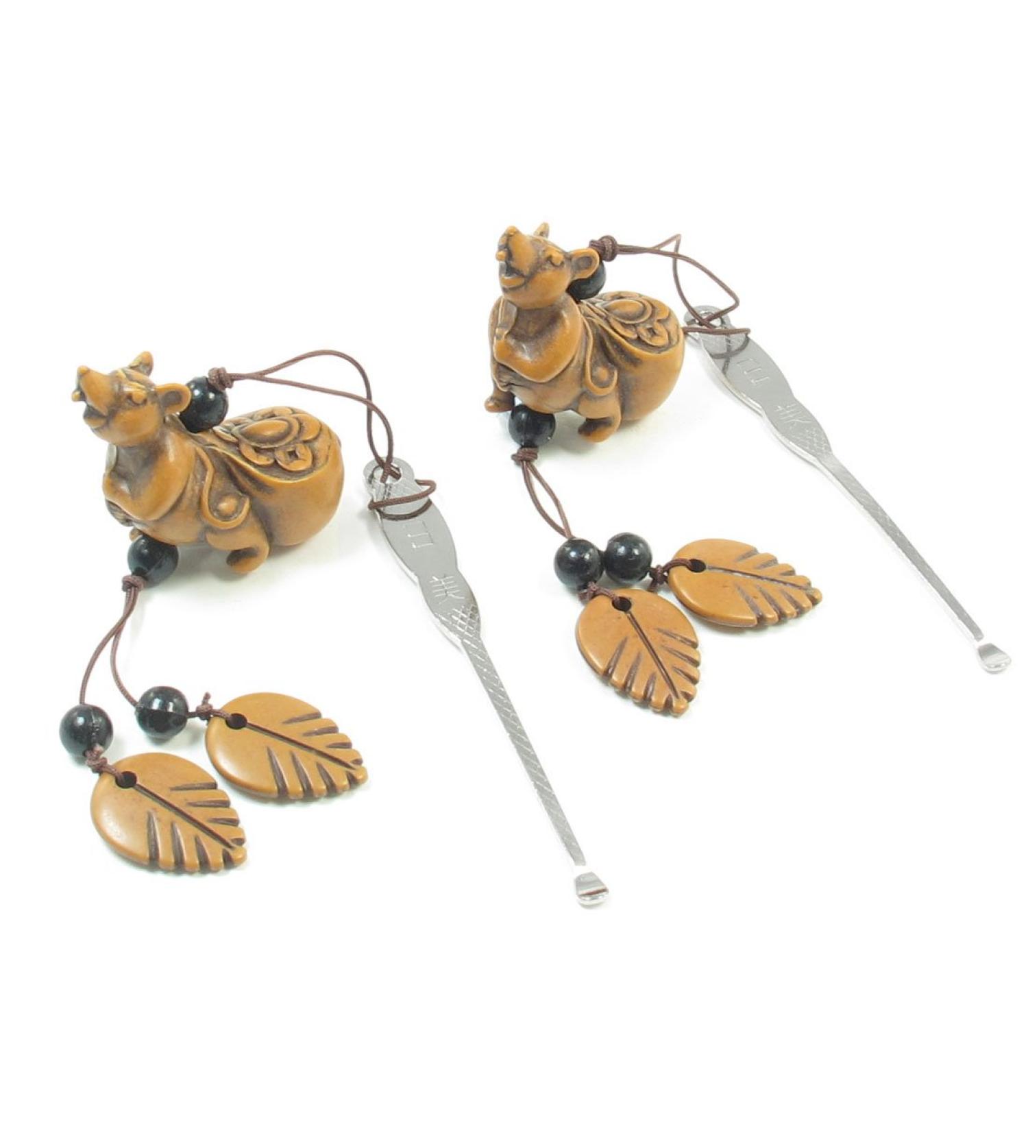 Qtqgoitem 2 Pcs Steel Earwax Remover Cleaner Tool w Removable Kangaroo Hanging Ornament (Model: 8a9 c8b 86b 5ca 13d)
