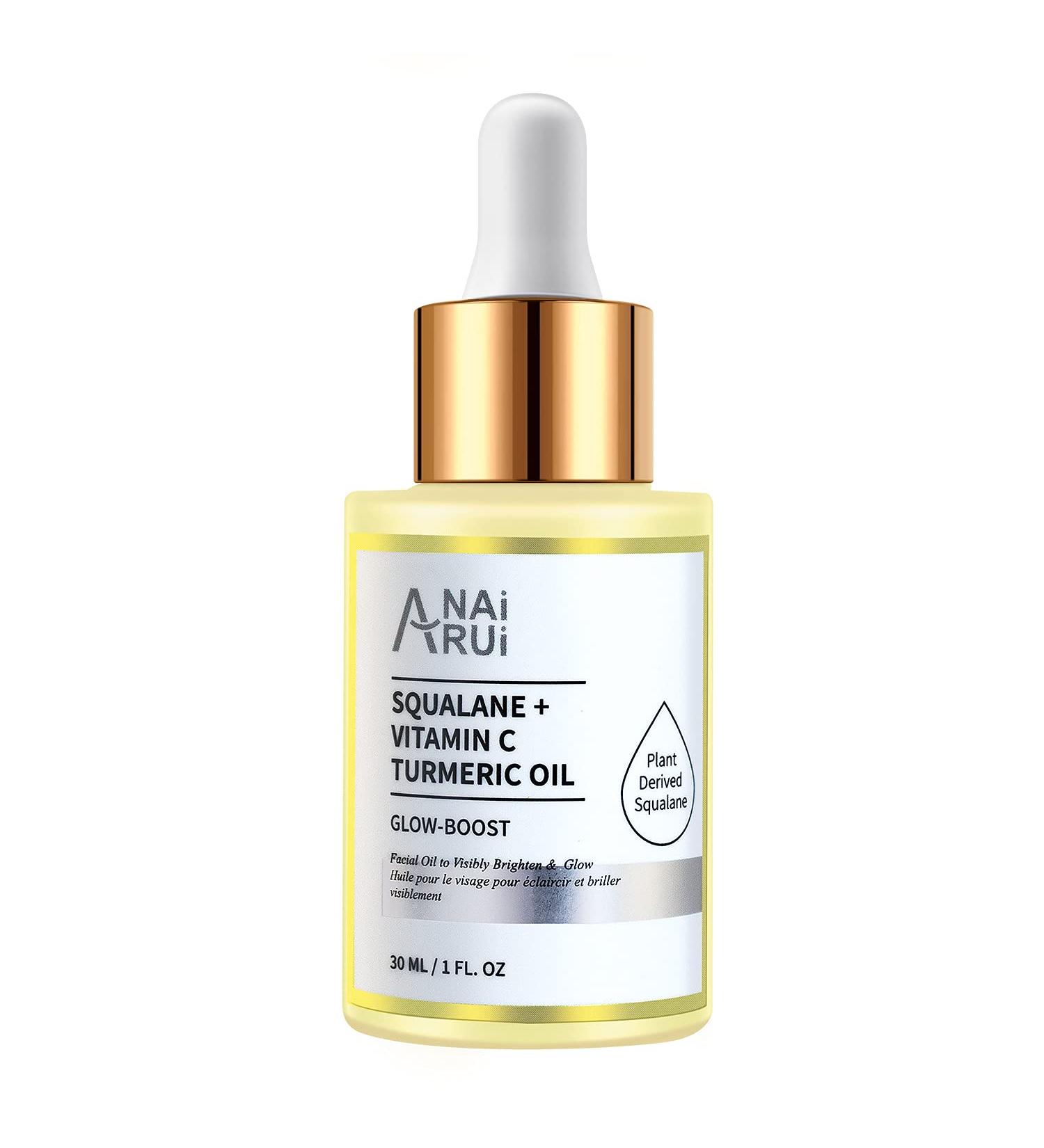 Squalane Vitamin C Turmeric Facial Oil Moisturizer 1 fl. Oz - Hydrating and Firming Face Oil - Buy Online on GoSupps.com
