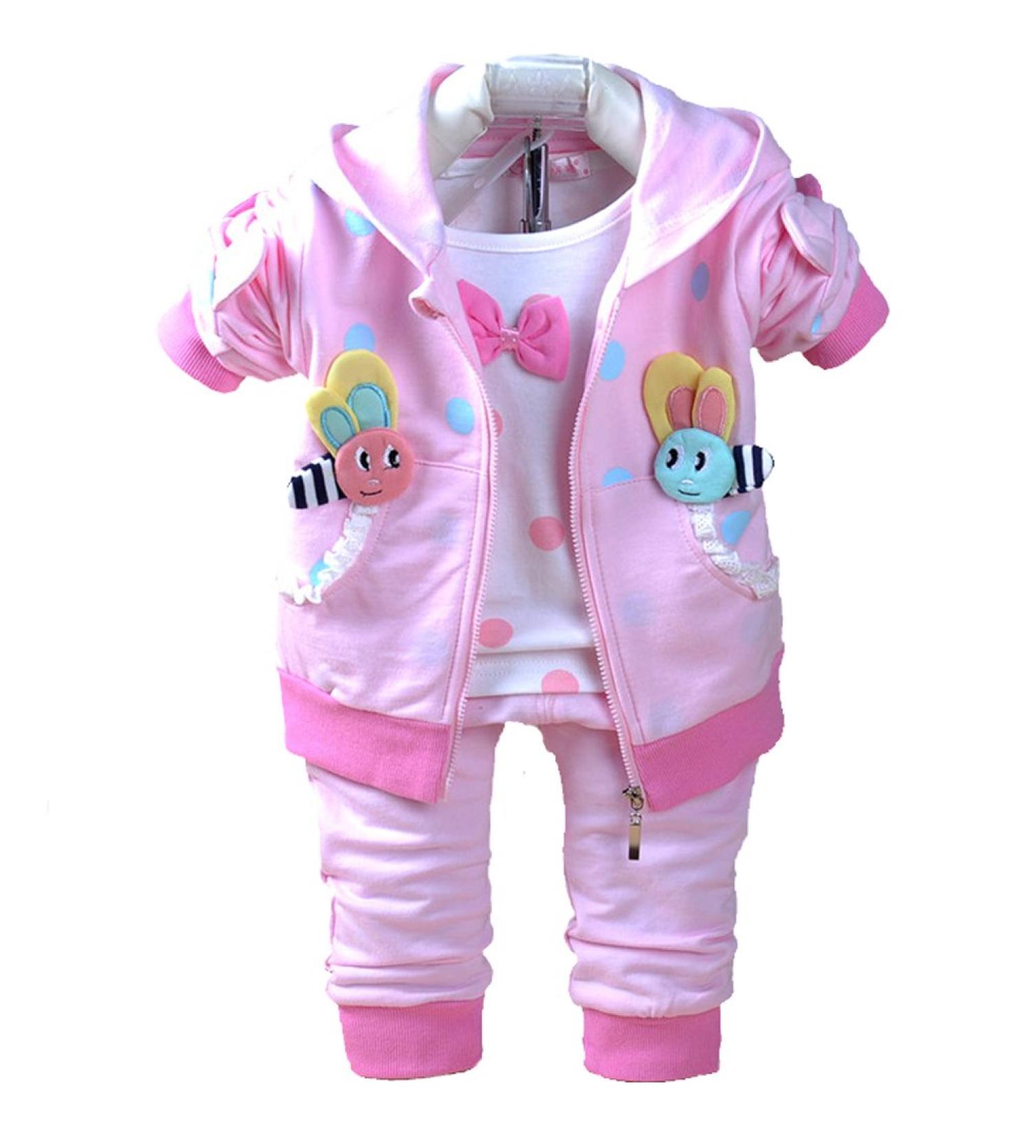 Yao Baby Girls 3 Piece Sets T Shirt Vest and Pants 12-18 Months Pink