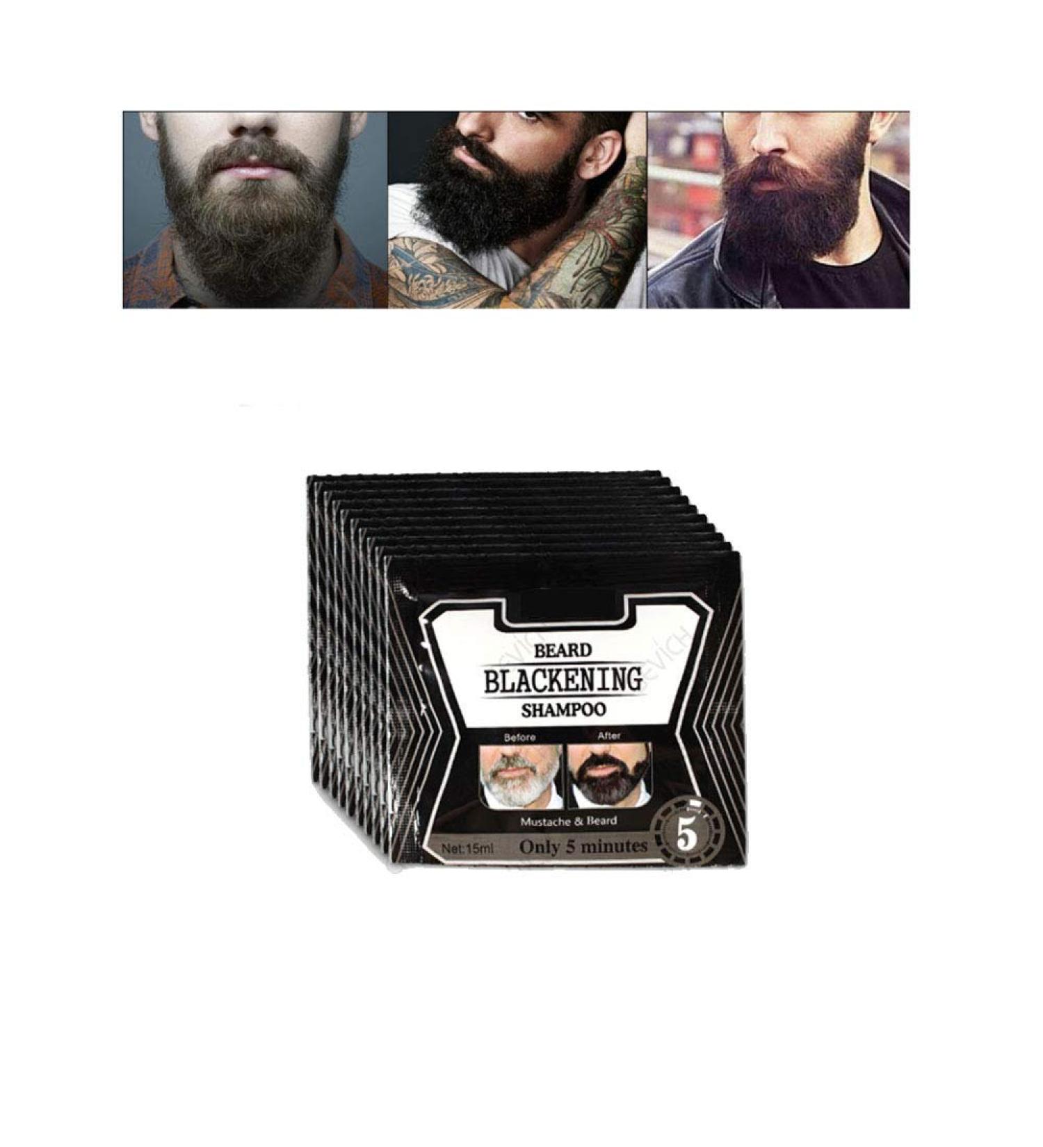 Beard Blackening Shampoo Coloring Nourishing Beard Products Natural without Stimulation Dyed Care Mustache Instant Beard Blackening Shampoos In 5 Minutes (10pcs) - Buy Online on GoSupps.com