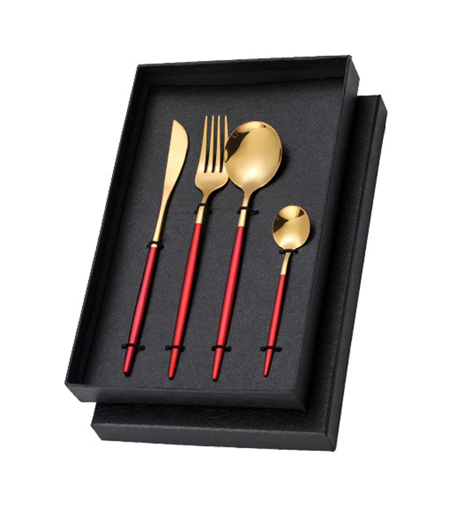 Camping Cutlery Set Cutlery Sets 4 Piece Reusable Perfect for Everyday Dishwasher Safe Easy Clean Kitchenware (Size : Gold+red) - Buy Online on GoSupps.com