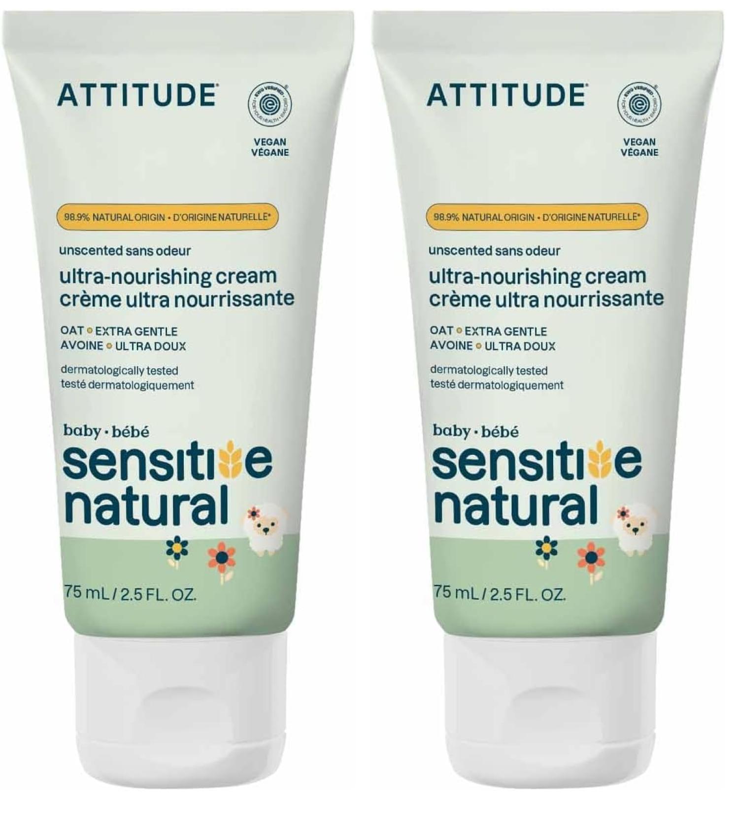Attitude Deep Moisturizing Body Cream Plant and Mineral-Based Ingredients Vegan and Cruelty-free Personal Care Products for Sensitive Skin Unscented 2.5 Fl Oz (Pack of 2) 2.5 Ounce (Pack of 2) - Buy Online on GoSupps.com
