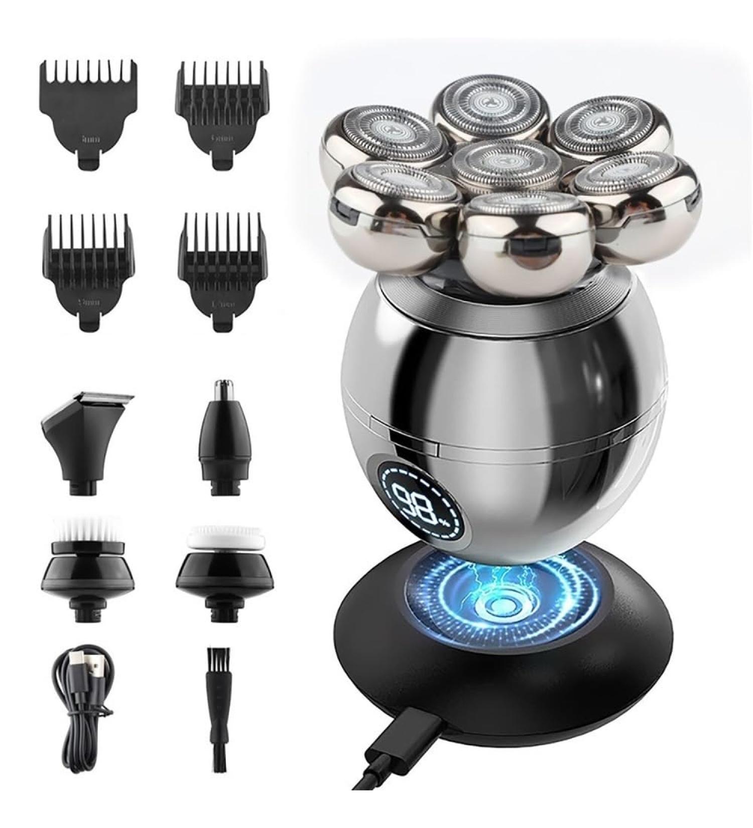 Head Shaver for Men - 5 in 1 Cordless Electric Shaver Waterproof 7D Floating Cutter & Beard Trimmer | Perfect for Balding - Buy Online on GoSupps.com