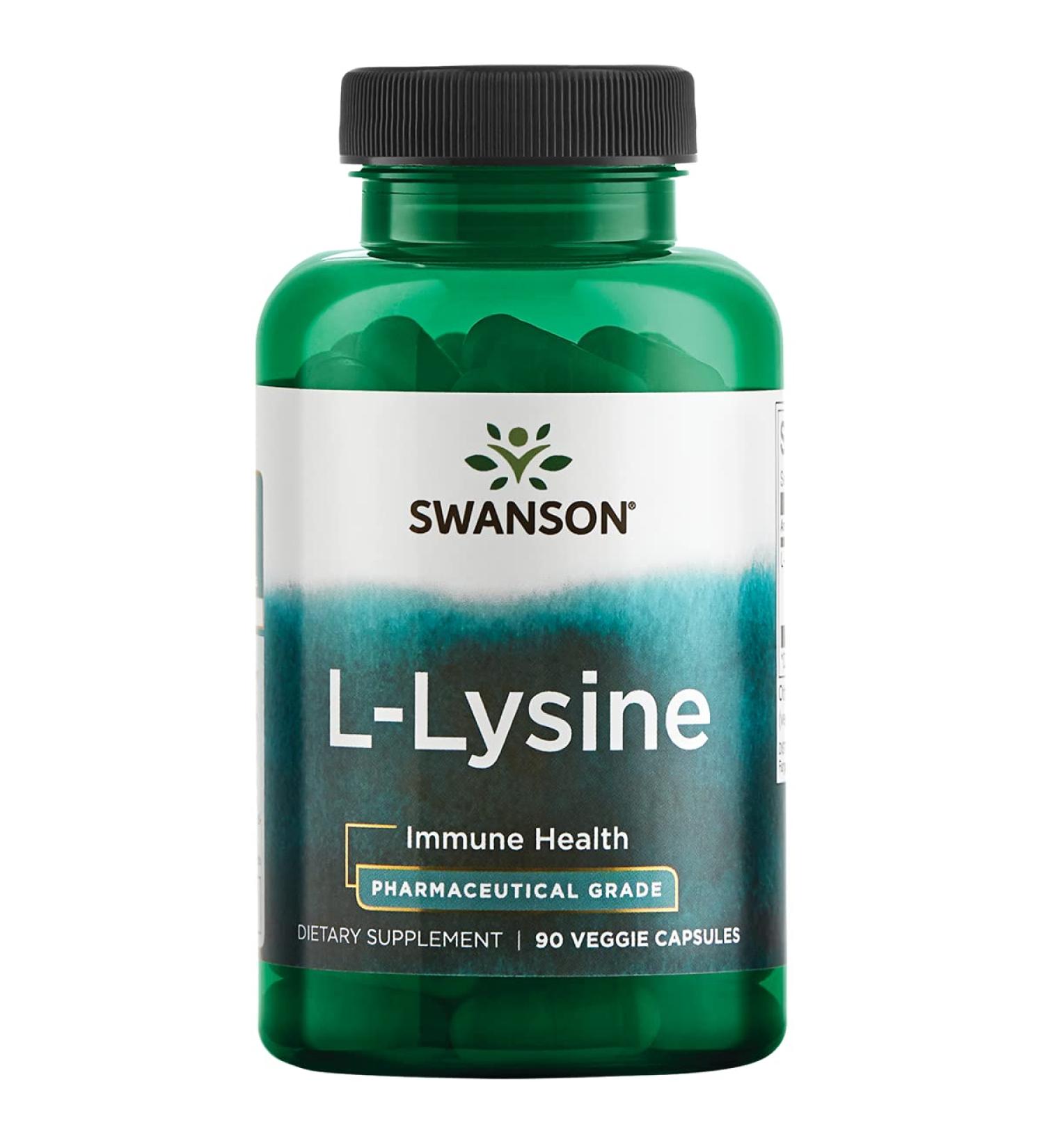 Swanson Ajipure L-Lysine 500mg Pharmaceutical Grade - 90 Veg Capsules - Buy Online on GoSupps.com