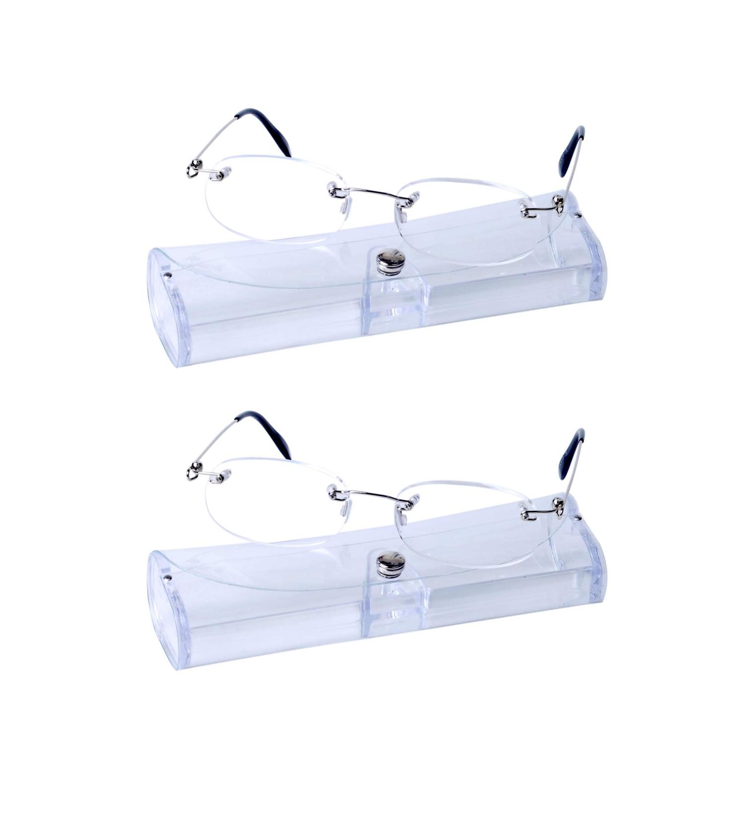 Buy 2-Piece Unisex Frameless Reading Glasses for Men & Women - 3.5 Ultra-Light Clear Lens Presbyopia Glasses with Case - Ideal for Ages 70-74 - Buy Online on GoSupps.com