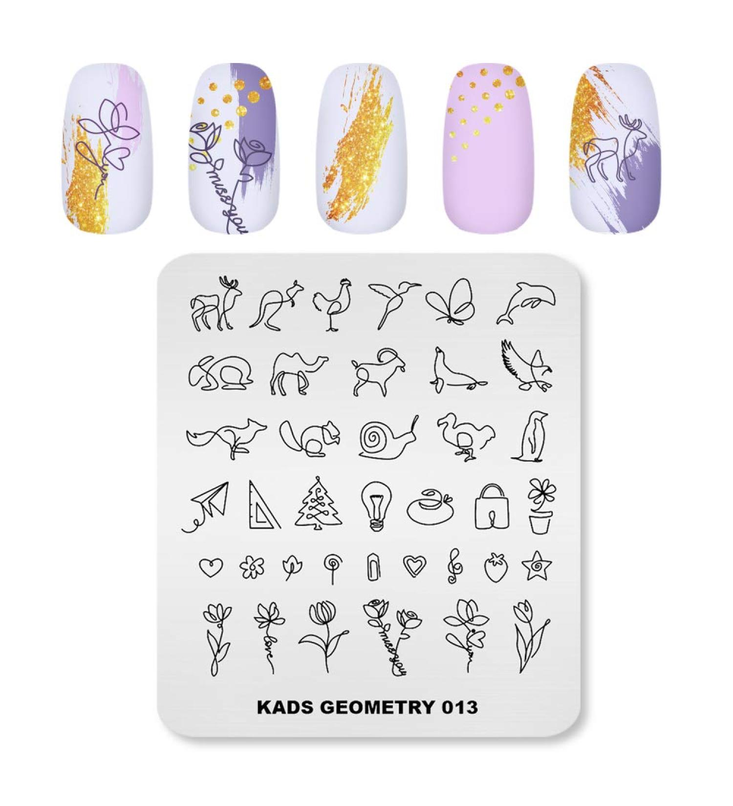 KADS Nail Art Stamping Plate GE013 - Geometry Nail Stencil & DIY Design Tool for Stunning Nail Art - Buy Online on GoSupps.com