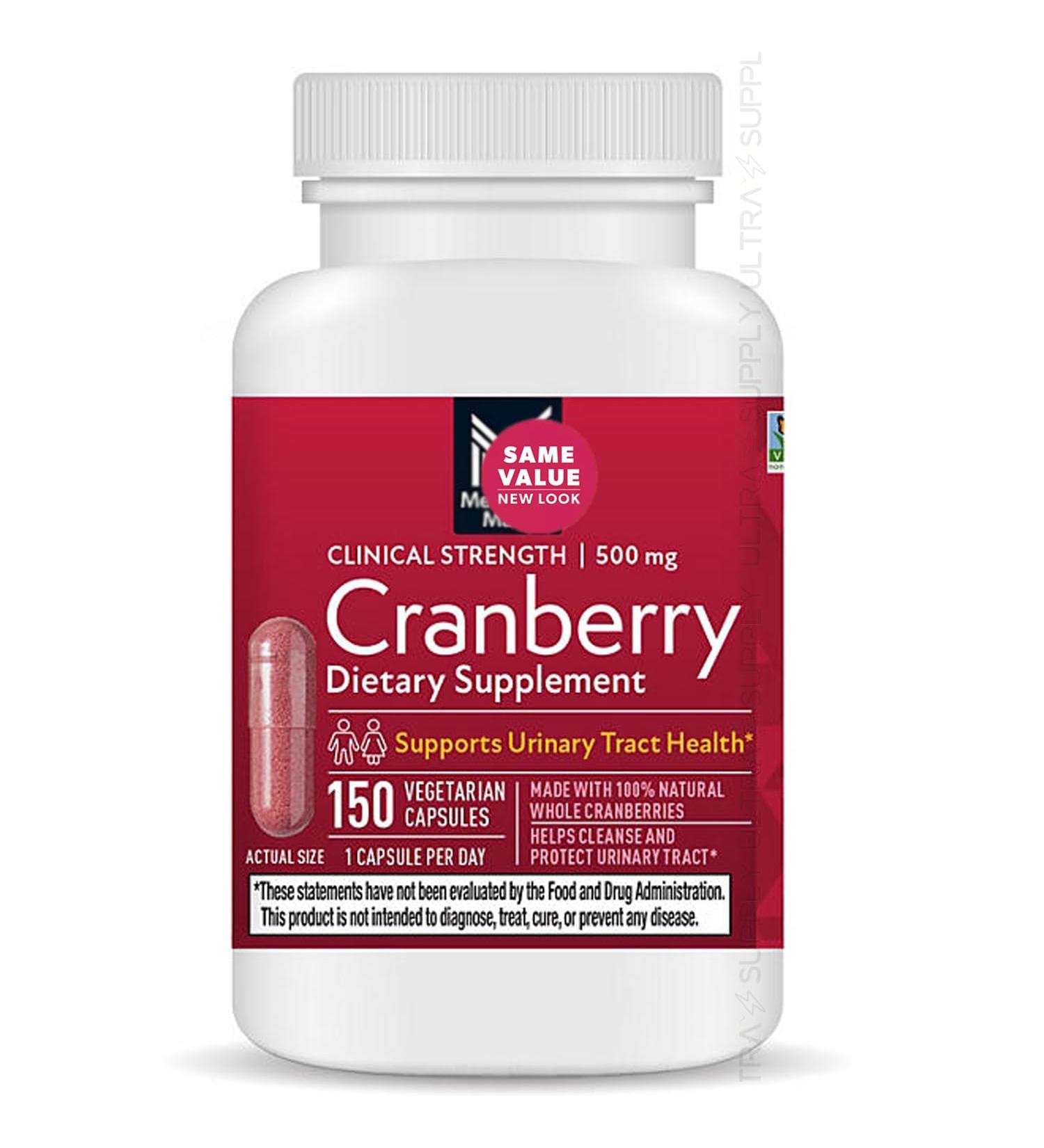 Members Mark Clinical Strength Cranberry Capsules 500 mg (150 Count.) Whole Fruit Cranberry Powder Supports Urinary Tract Health & Antioxidant Activity Non-GMO Vegetarian - Buy Online on GoSupps.com