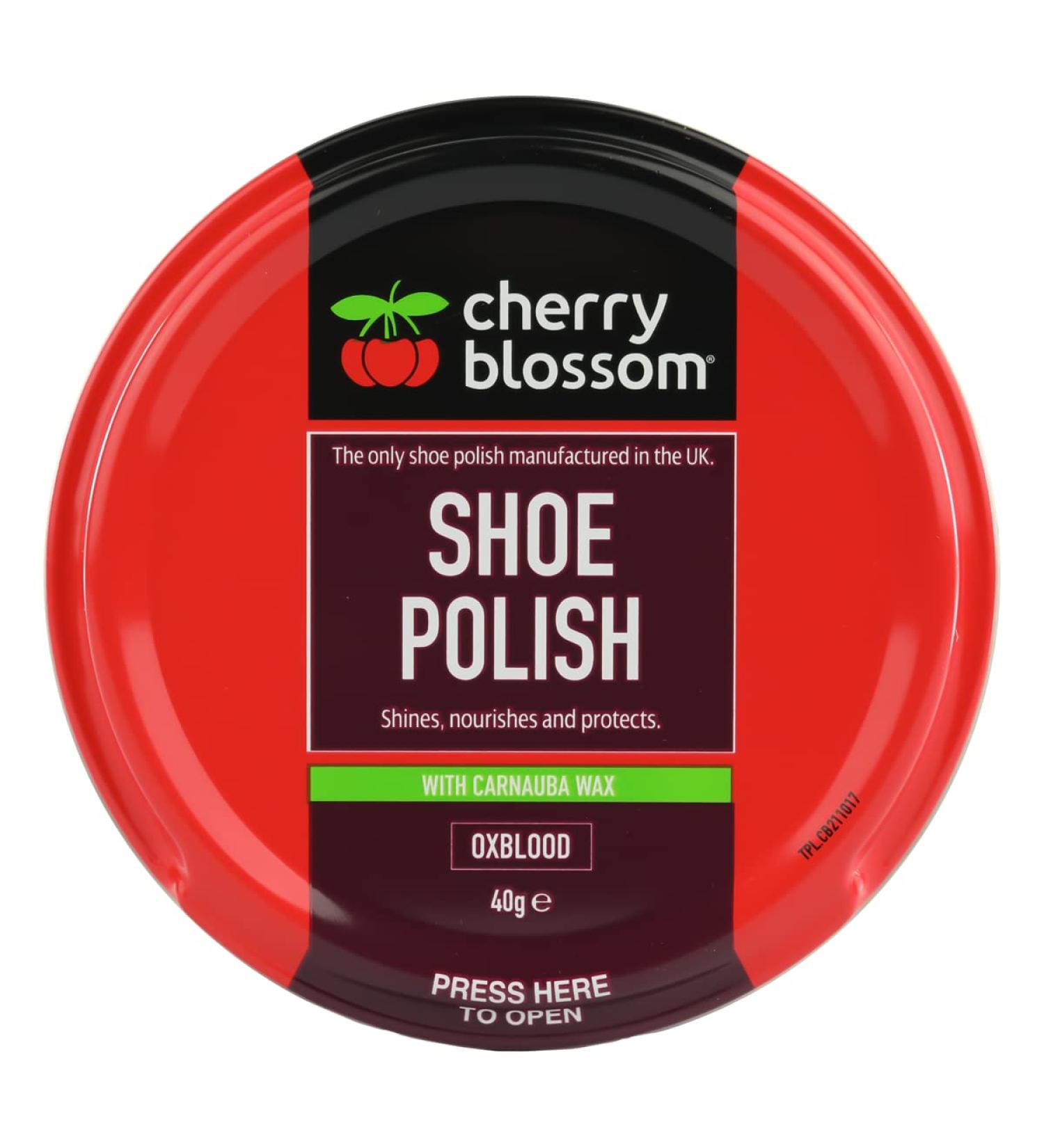Cherry Blossom Shoe Polish | Oxblood | 40g | Traditional British shoe polish adds shine to all leather shoes and boots