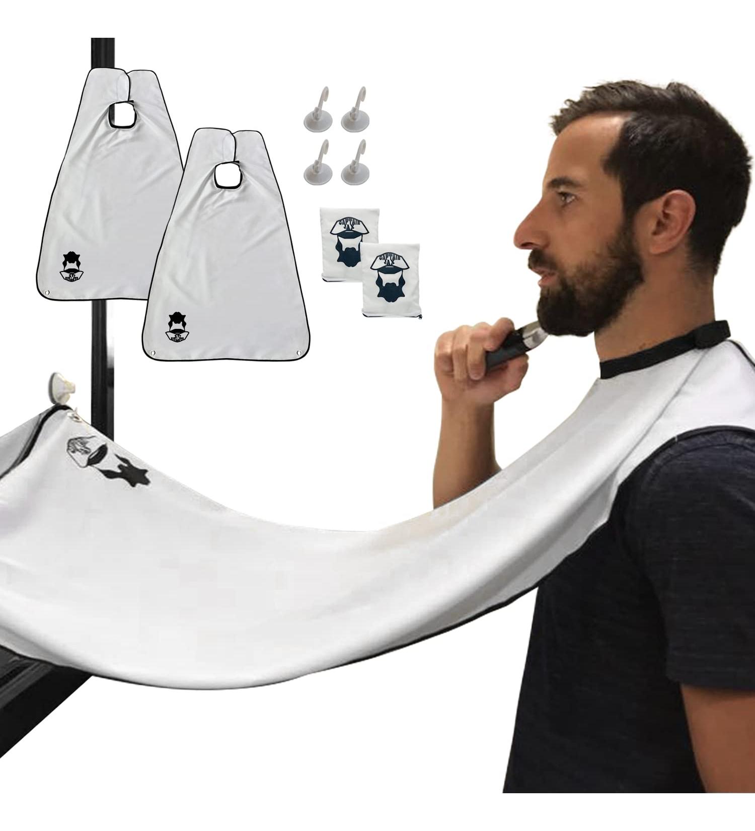 Beard Hair Catcher 2 Pack White Beard Cape Apron with Suction Cups by Captain Jax - Buy Online on GoSupps.com