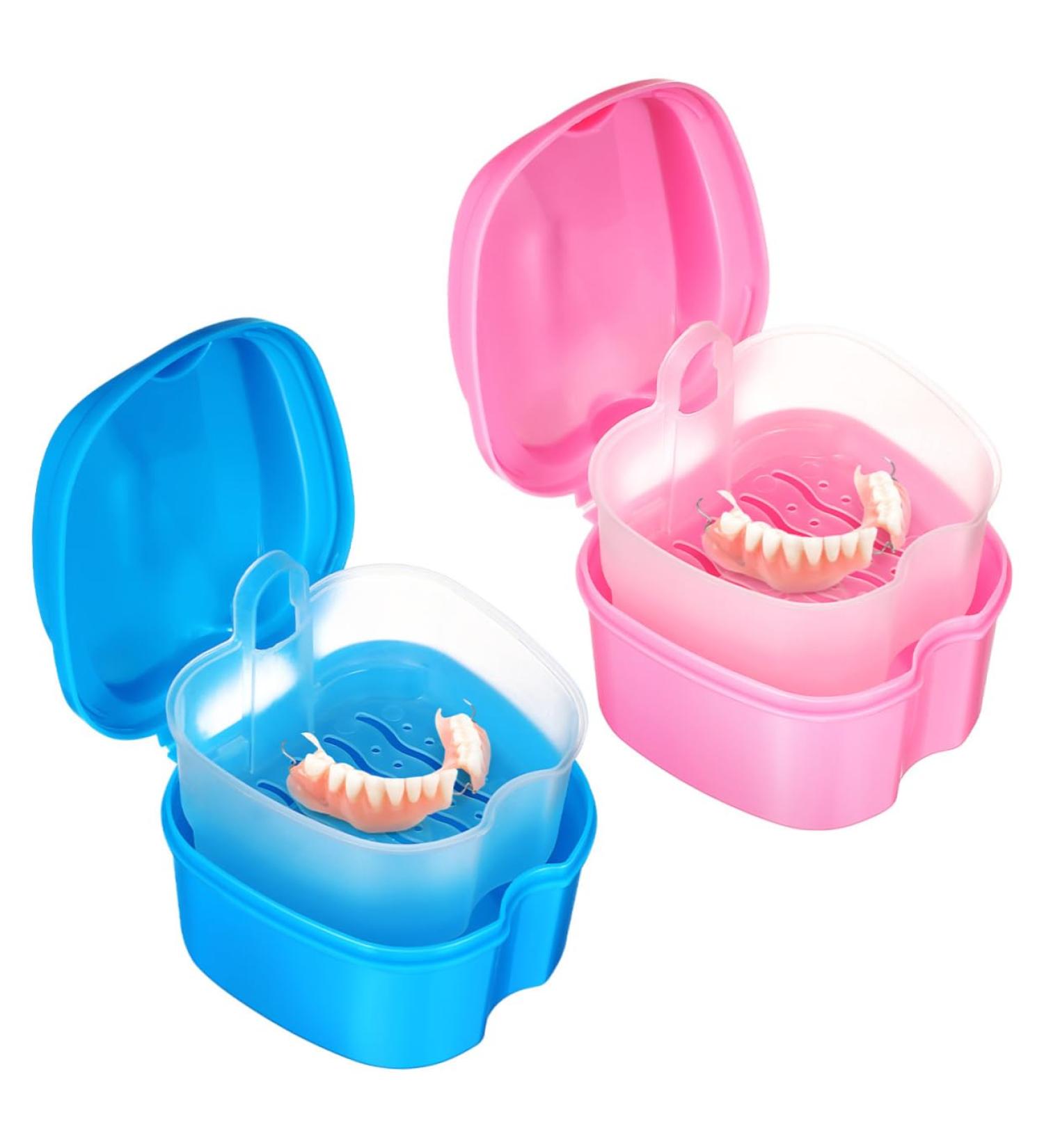 Angoily 2pc Toothbox Bath Case - Professional Prosthesis Container for Travel & Cleaning | Durable Plastic ABS - Buy Online on GoSupps.com