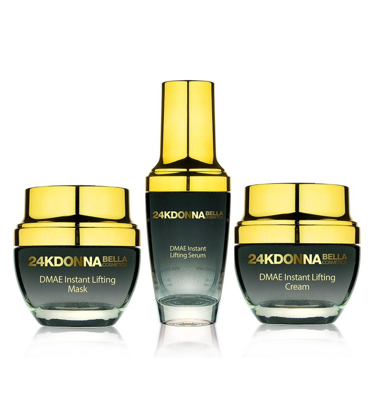 Donna Bella 24K Gold DMAE Instant Lifting Set Mask + Cream + Serum Skin Care Set - Buy Online on GoSupps.com