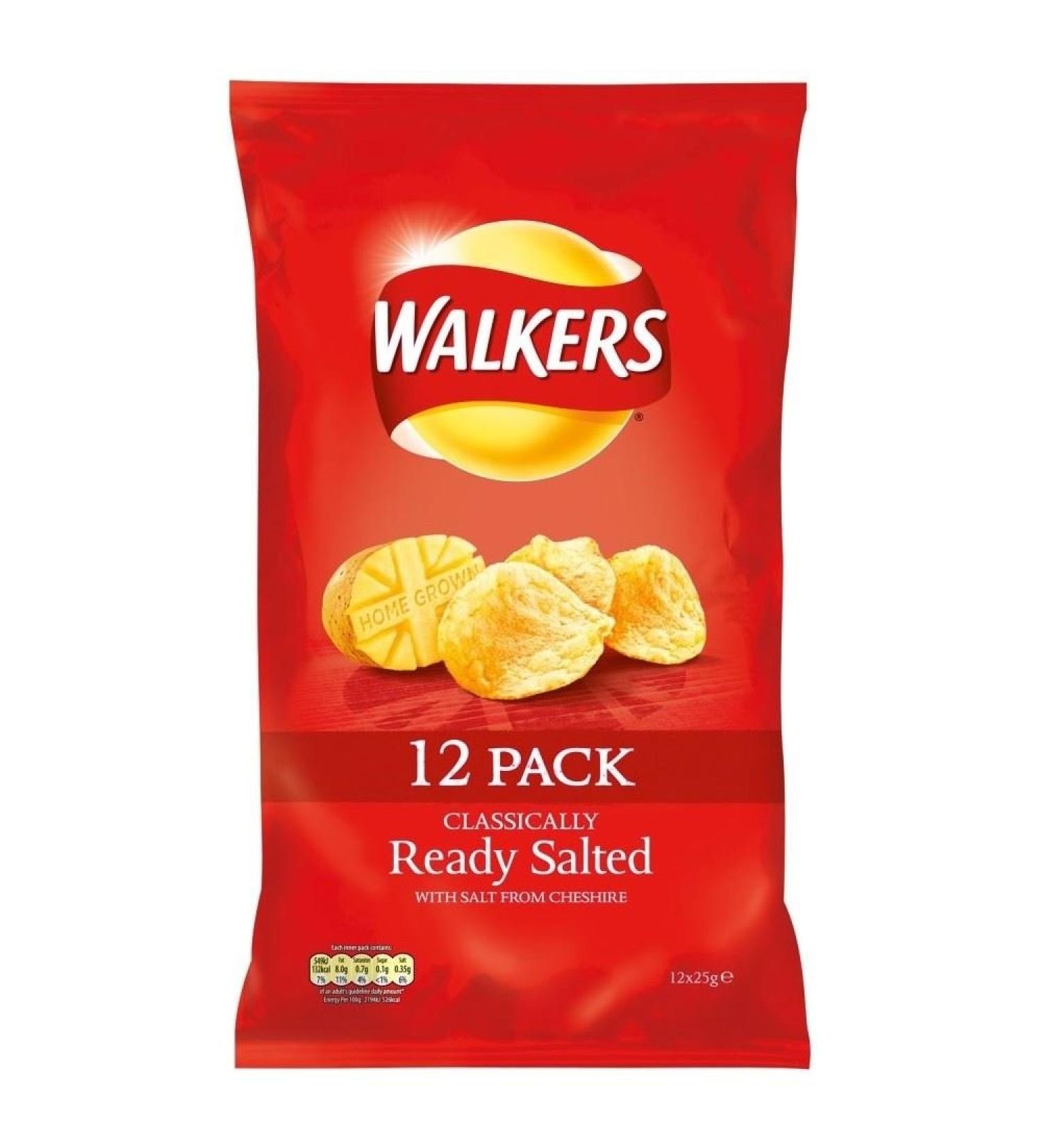 Walkers Walkers Crisps - Ready Salted (12x25g) - Pack of 2