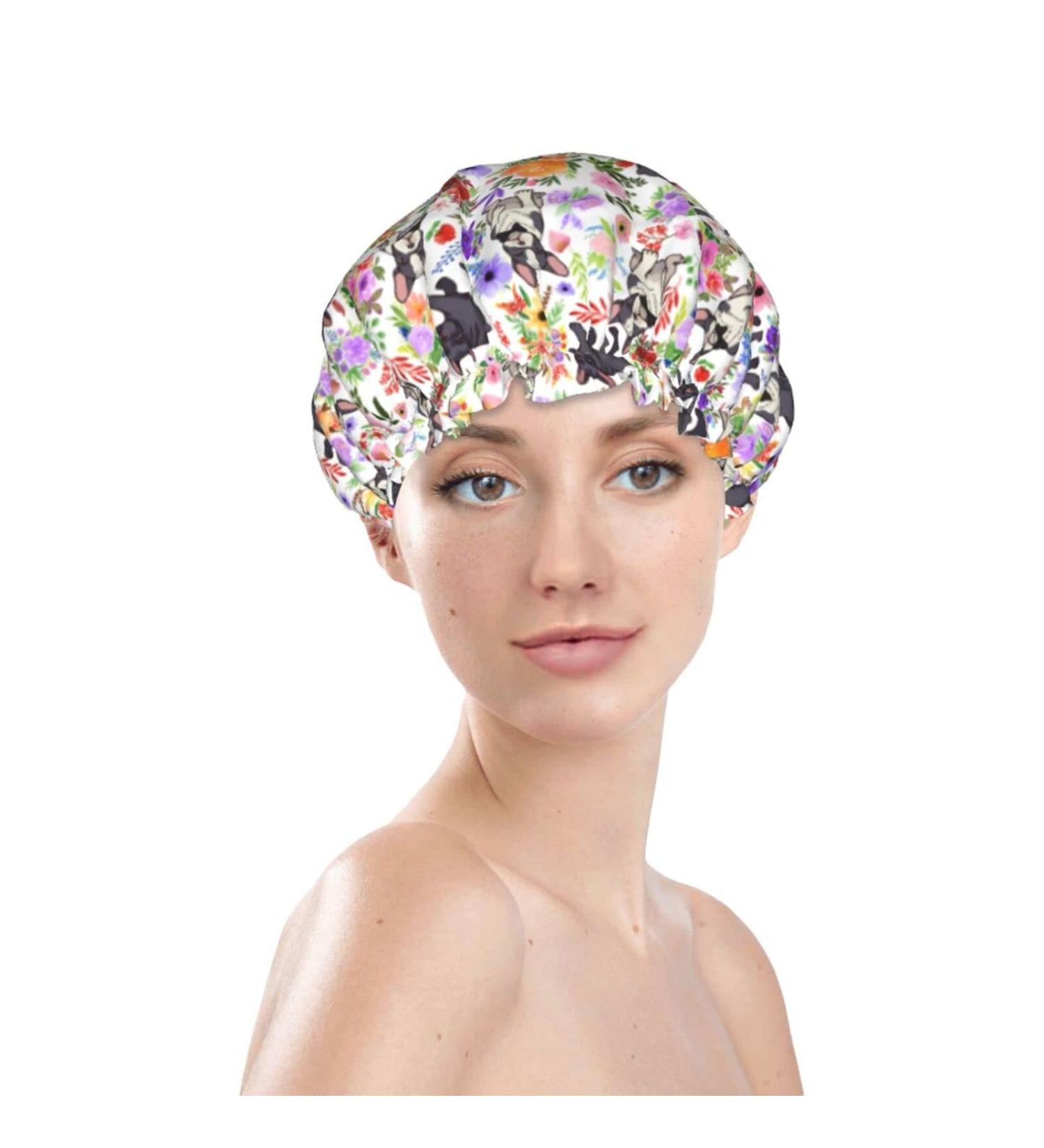Cute French Bulldog Shower Cap - Waterproof Bath Cap for Men and Women - Reusable Hair Cap - Buy Online on GoSupps.com