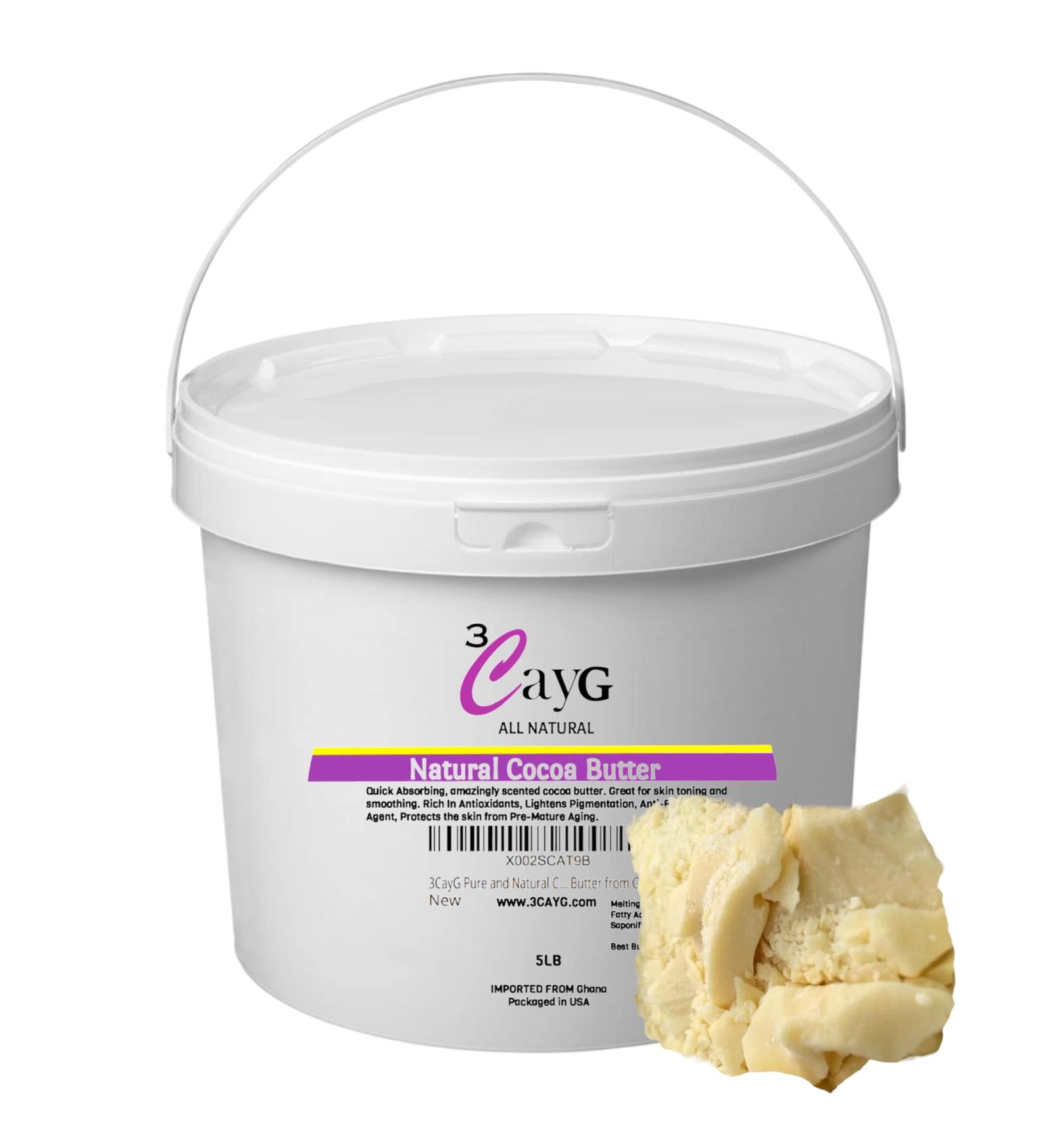 Ghanaian Cocoa Butter - 100% Pure & Natural (5LBS) | 3CayG - Buy Online on GoSupps.com