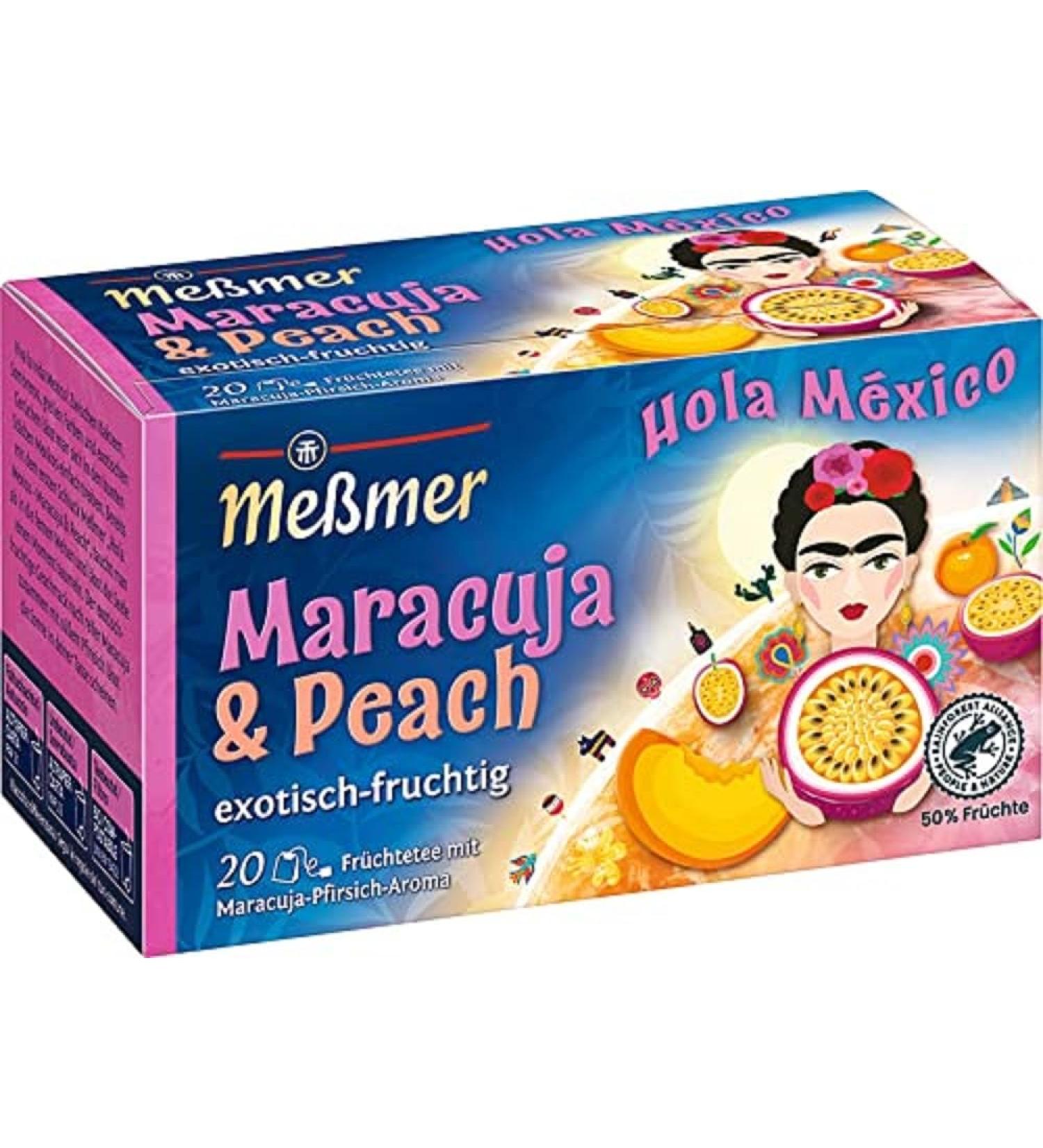 Me mer Hola Mexico - Maracuja & Peach Tea | 20 Gluten-Free Lactose-Free Vegan Teabags | International Shipping - Buy Online on GoSupps.com