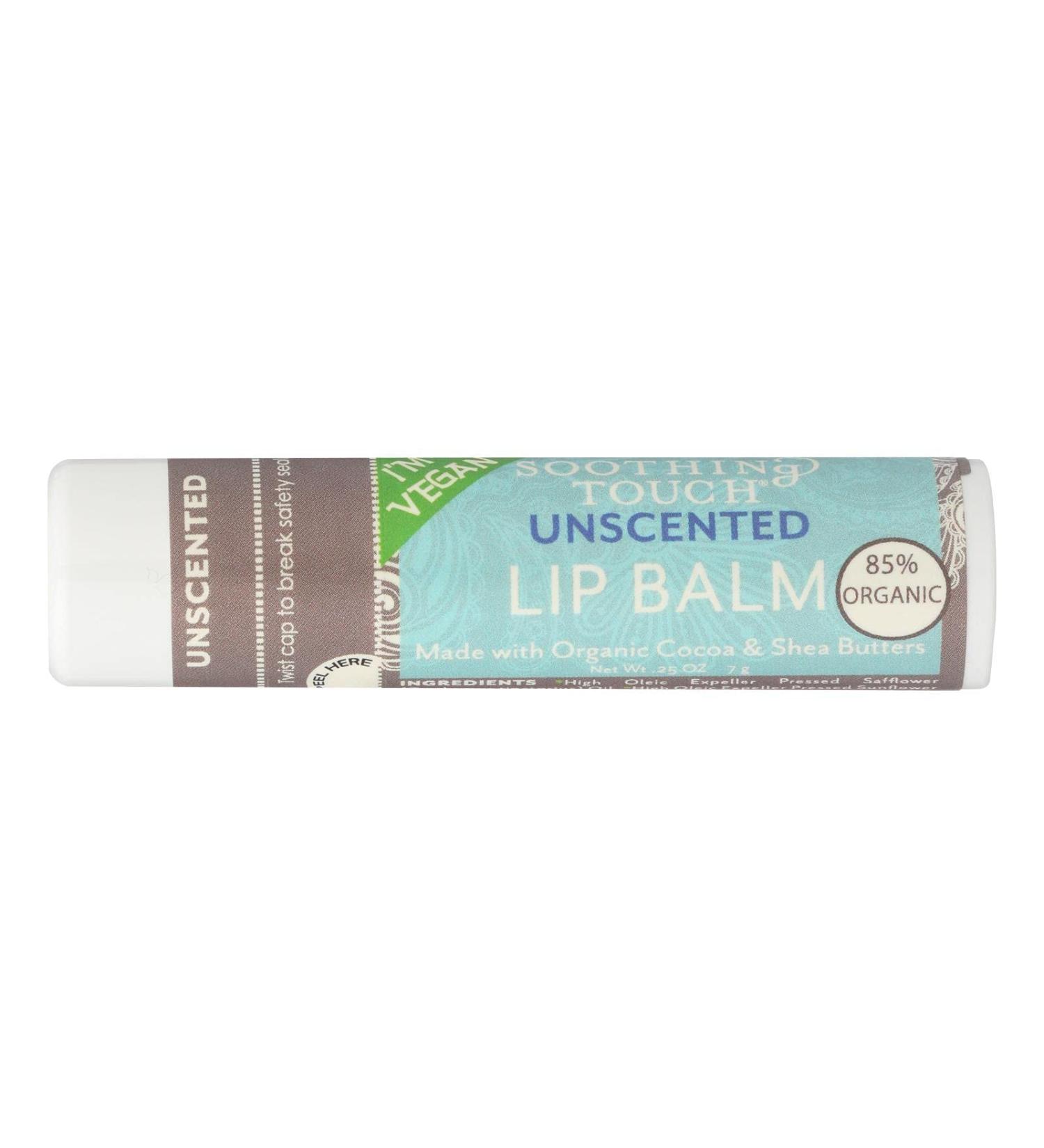 Soothing Touch Unscented Vegan Lip Balm, 0.25 Ounce - 12 per case.