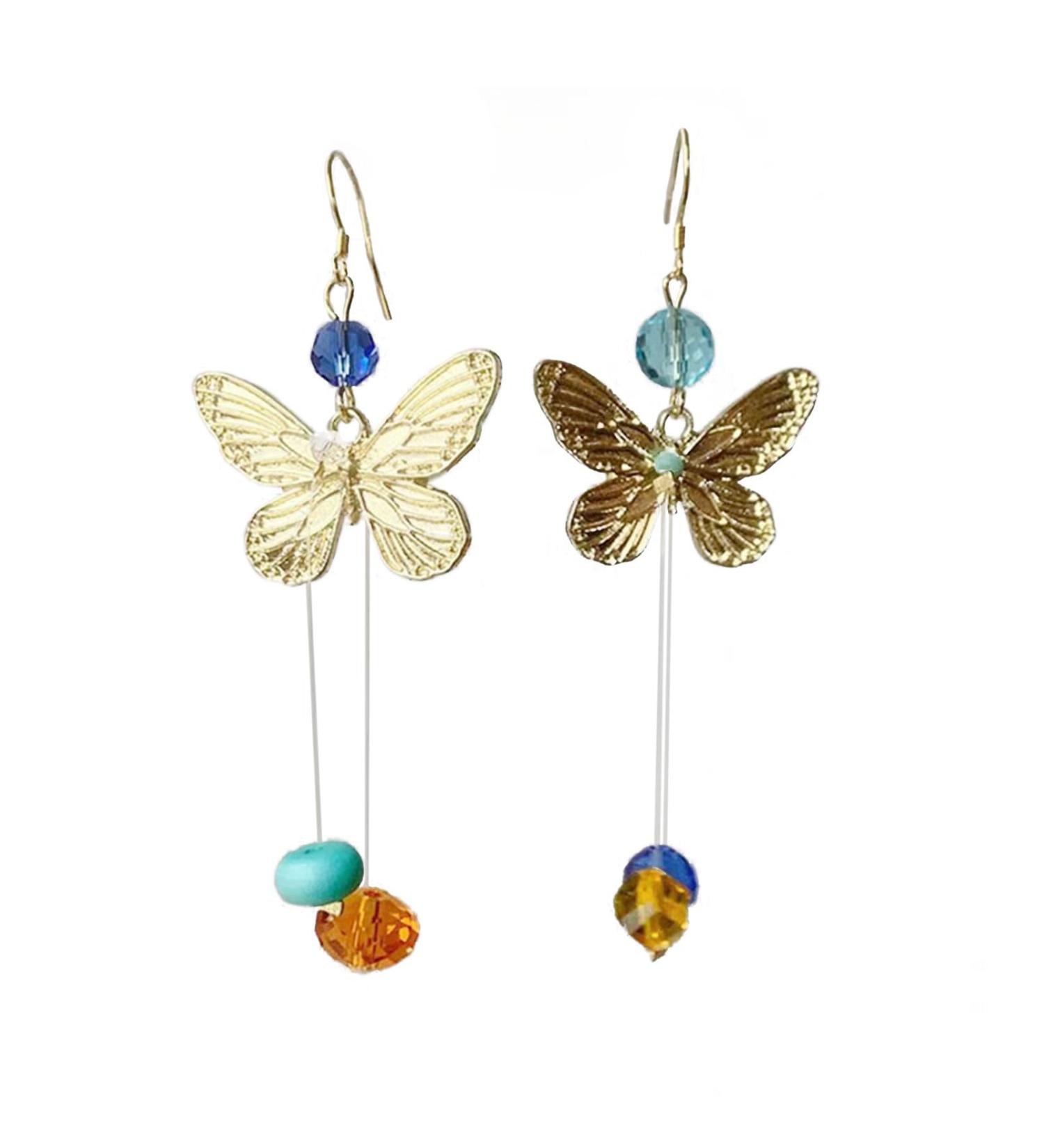 Feylie Elegant Yellow Butterfly Pendant Earrings | Stylish Acrylic Dangle Earrings for Women & Girls - Buy Online on GoSupps.com