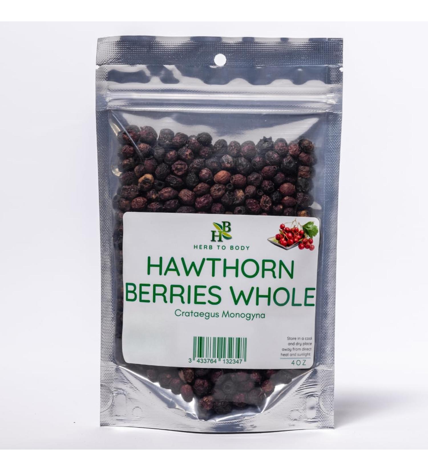Herb To Body Hawthorn Berries Whole 4oz Wildcrafted Crataegus monogyna Organic Hawthorn Berry Dried for Herbal Tea and DIY Preparations