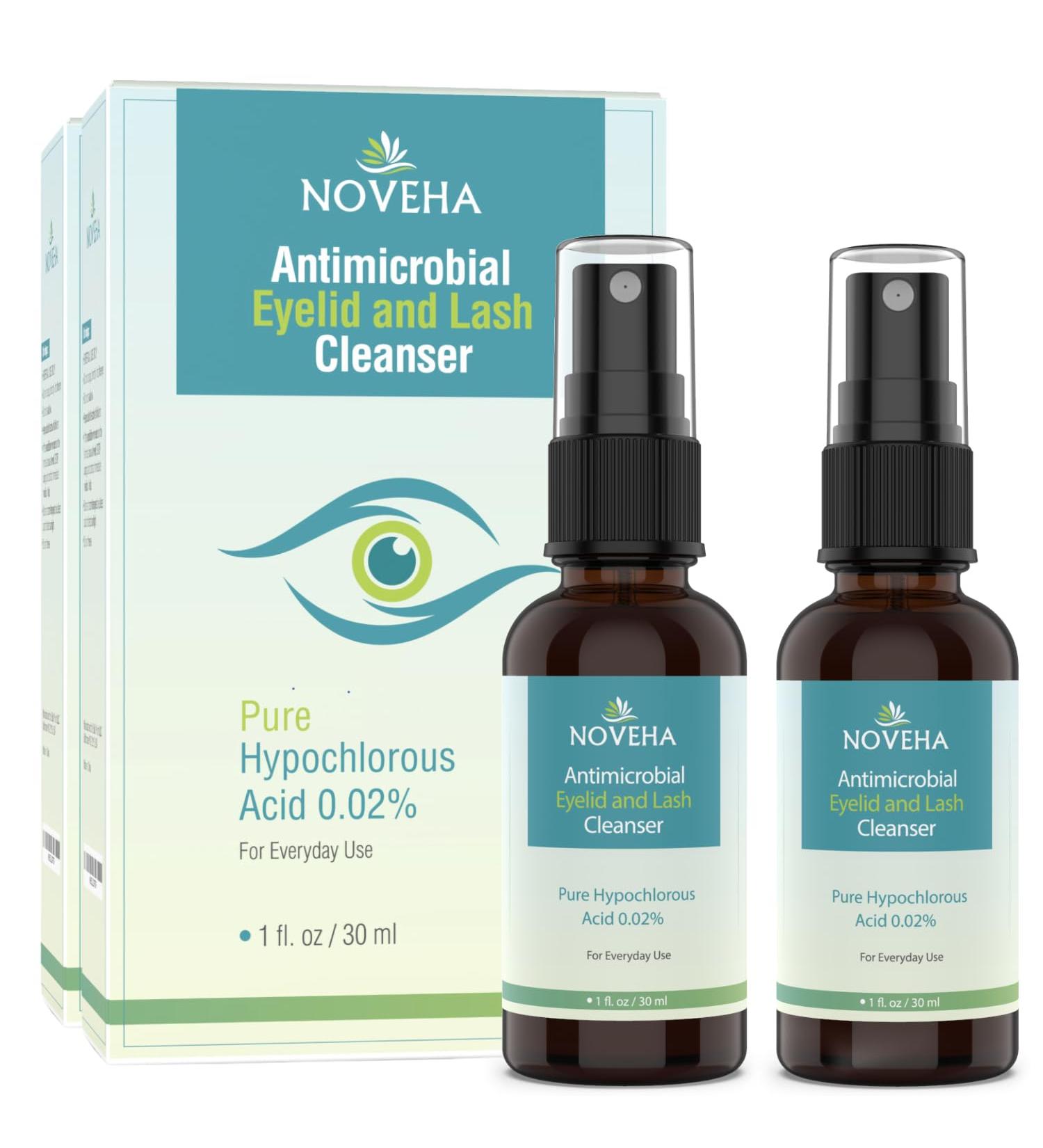 NOVEHA Eyelid and Lash Cleanser - Fast Acting Hypochlorous Acid Spray for Dry Eyes Styes & Irritation Relief - 30mL (2 Pack) - International Shipping Available - Buy Online on GoSupps.com