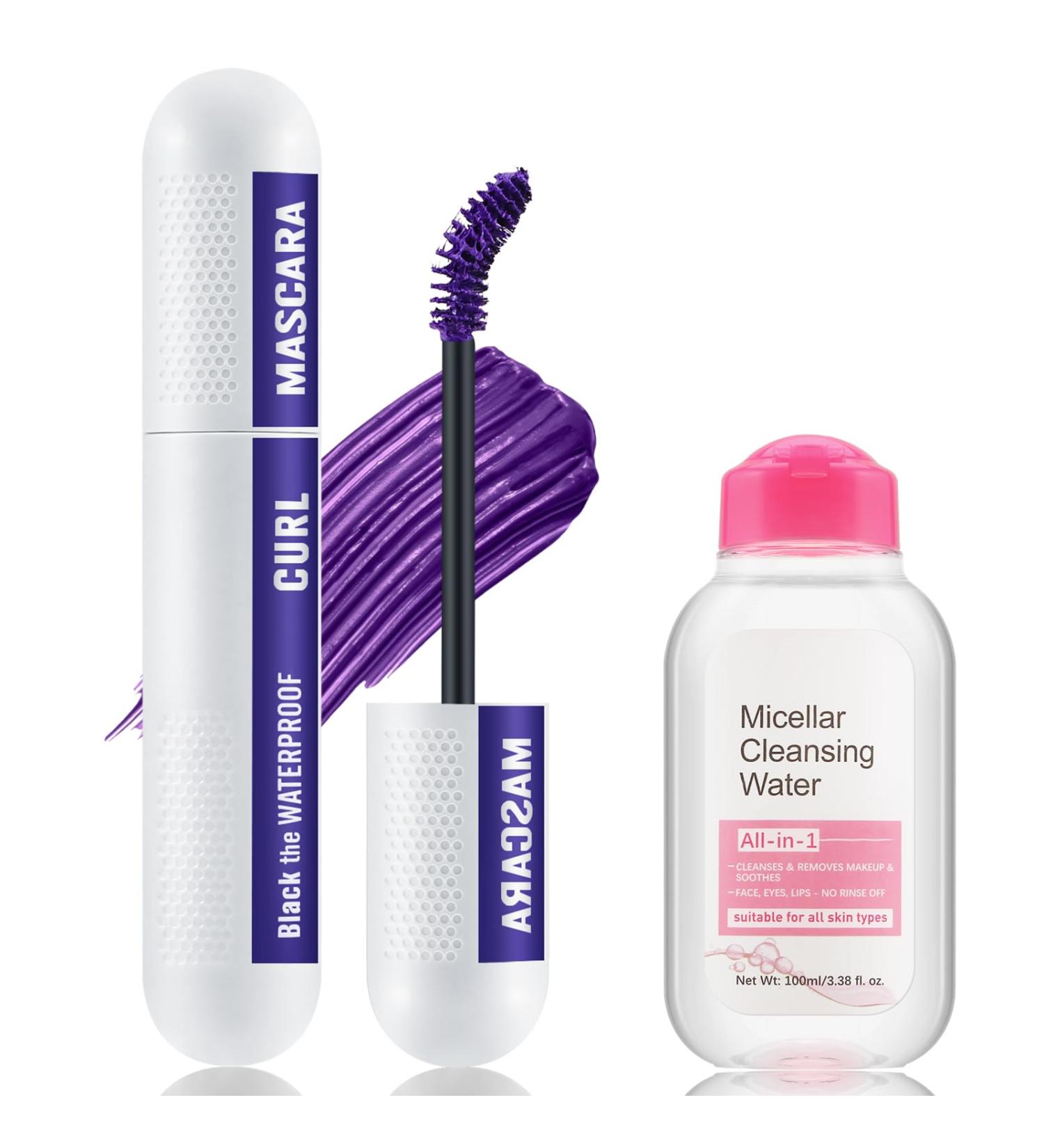 Set de mascara et d maquillant color mascara noir anti-boulochage violet bleu volumineux de charme longue dur e 5 g (Lot de 2) # 04 Violet - Buy Online on GoSupps.com