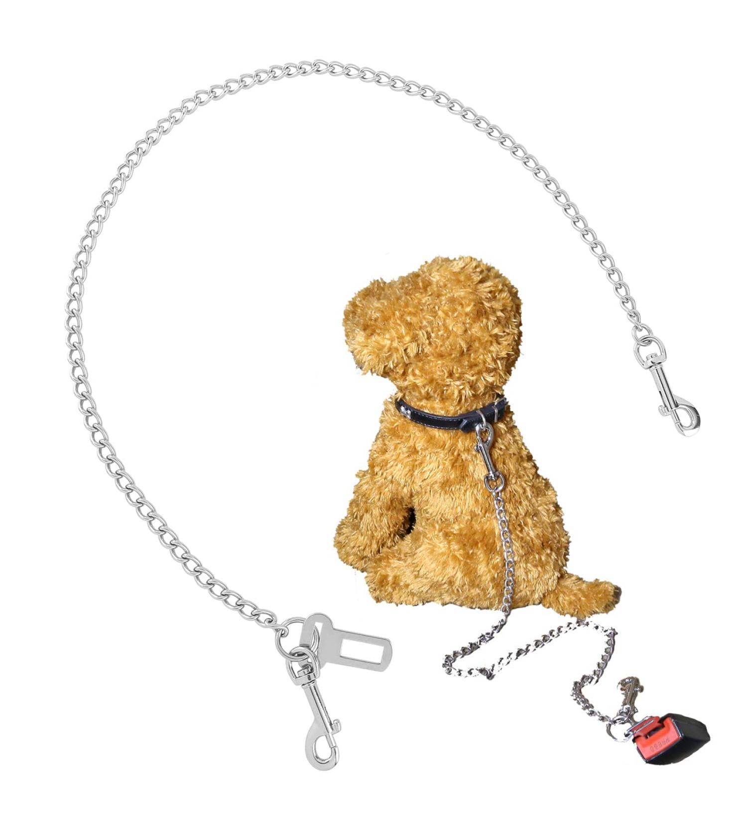 Mogokoyo Stainless Steel No chew Dog Car Seat Belt Pet Vehicle Safety Restraint Tether Heavy Duty Big Canine Dog Car Leash Strap with Double Clip and Latch Attachment-25 Inch 25.5 Inch/65 CM - Buy Online on GoSupps.com