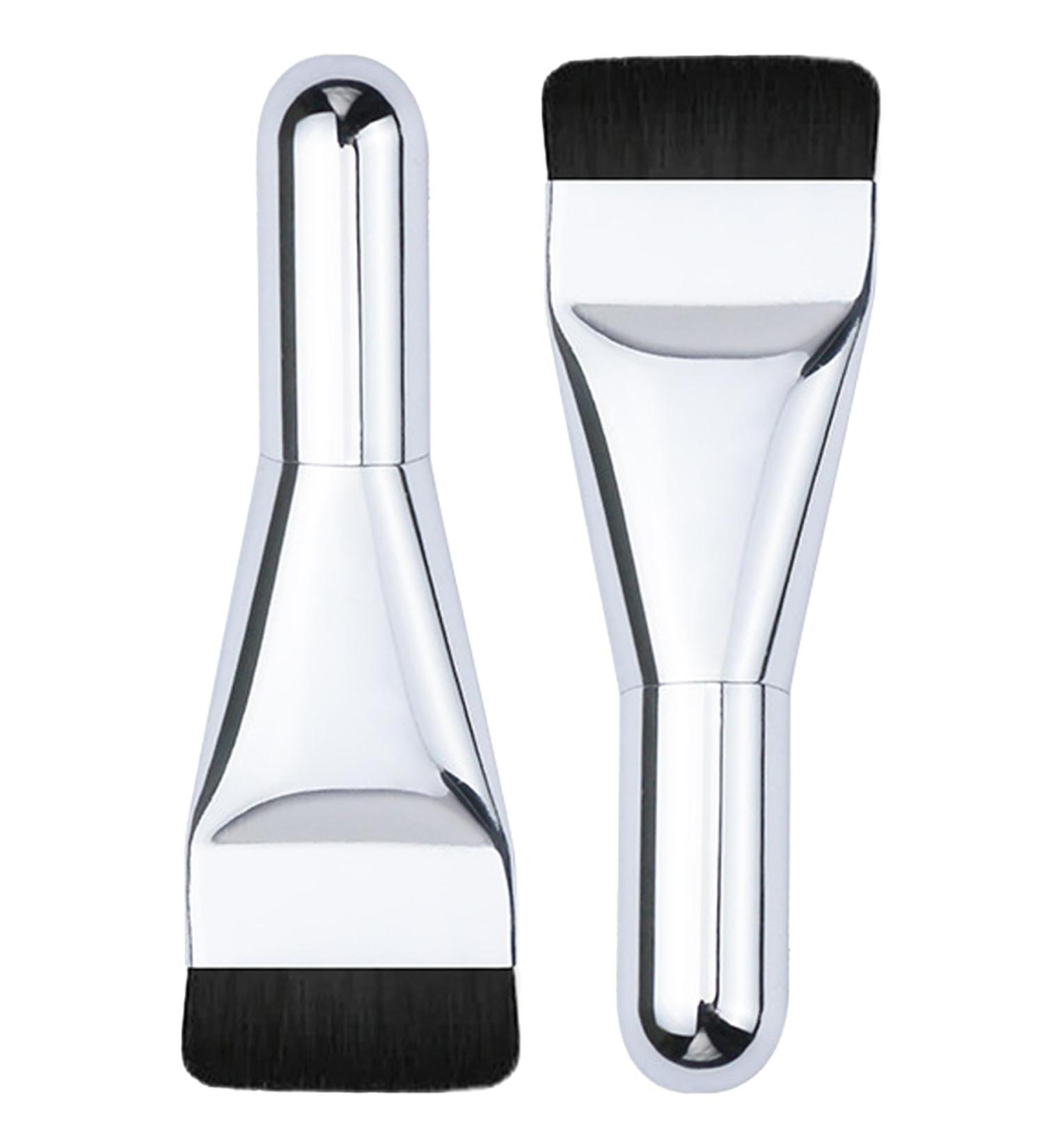 Bcenoilua Foundation Brush Travel Size Super Thin Liquid Foundation Brush Traceless Makeup Foundation Brush Set for Liquid and Cream Foundation Concealer Brush Makeup Brushes 2 Piece Silver - Buy Online on GoSupps.com