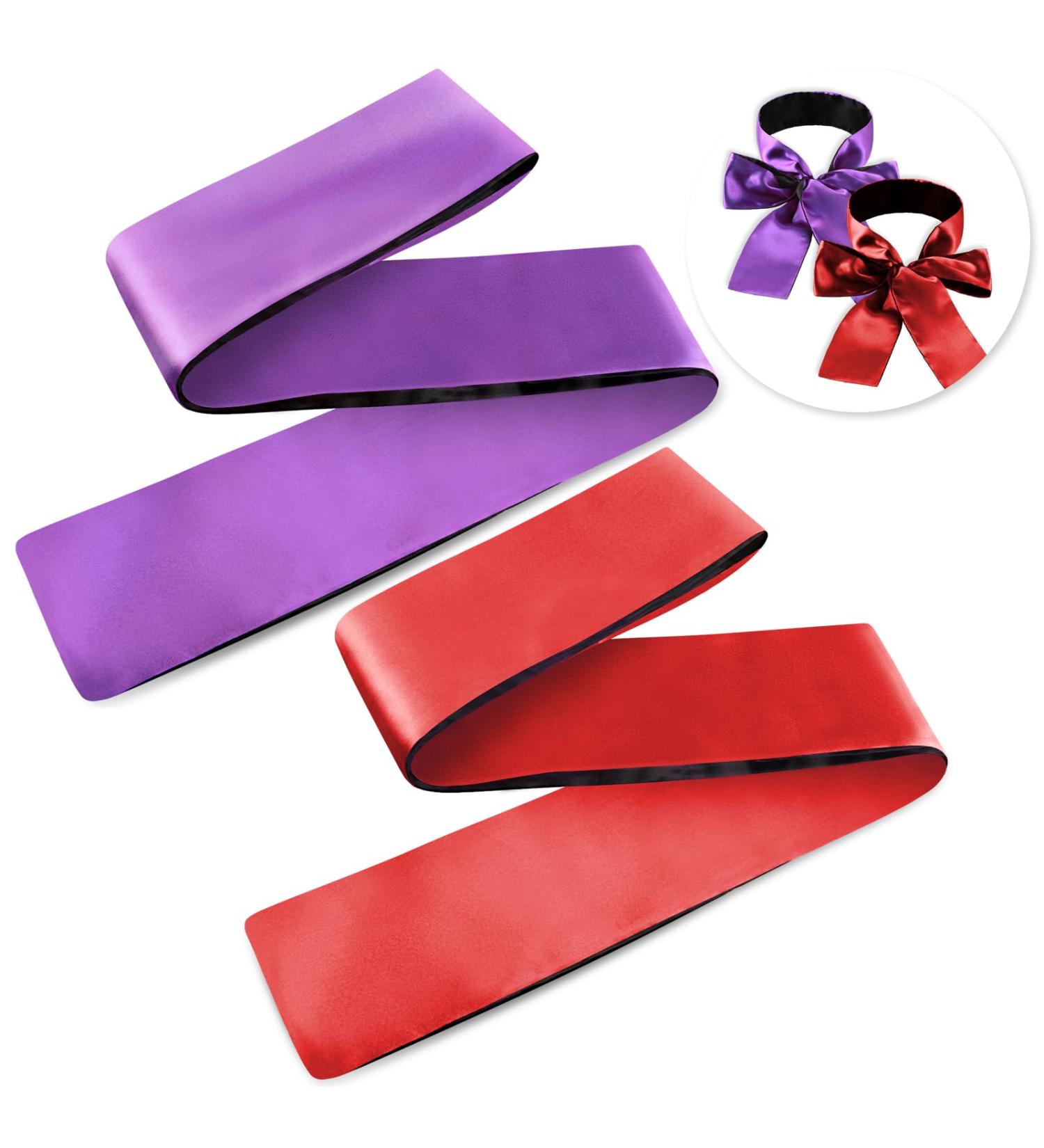 Thinp 2pcs Satin Eye Mask - Adjustable Comfortable Blindfolds for Sleep Meditation Travel | Soft Breathable Eye Masks for Men & Women (Red Purple - Buy Online on GoSupps.com