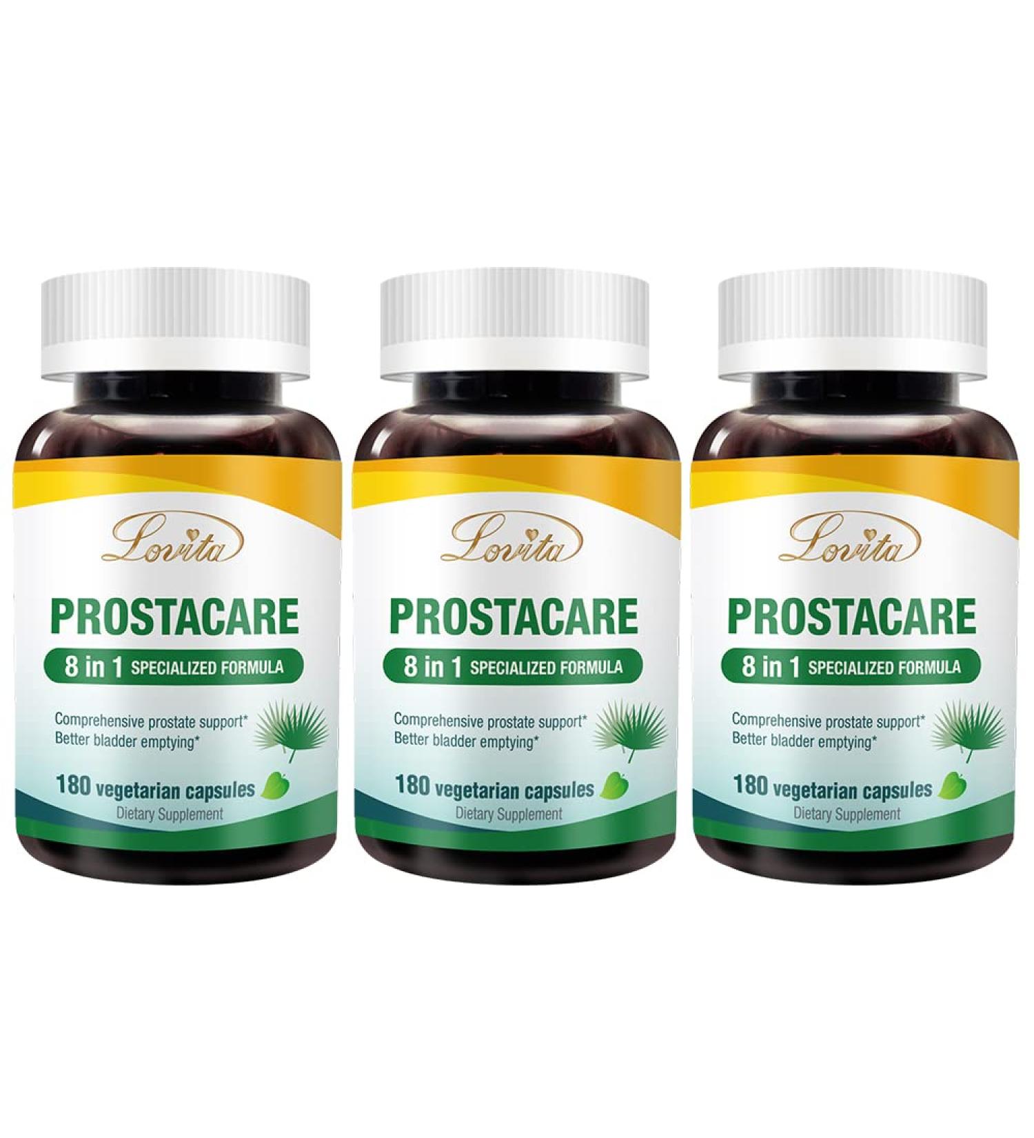 LOVITA Prostate Health 8 in 1 Exclusive Prostate Supplements for Men with Saw Palmetto 500mg Stinging Nettle Lycopene for Normal Urination Frequency 180 Veggie Capsules (Pack of 3) 540 Count (Pack of 1) - Buy Online on GoSupps.com