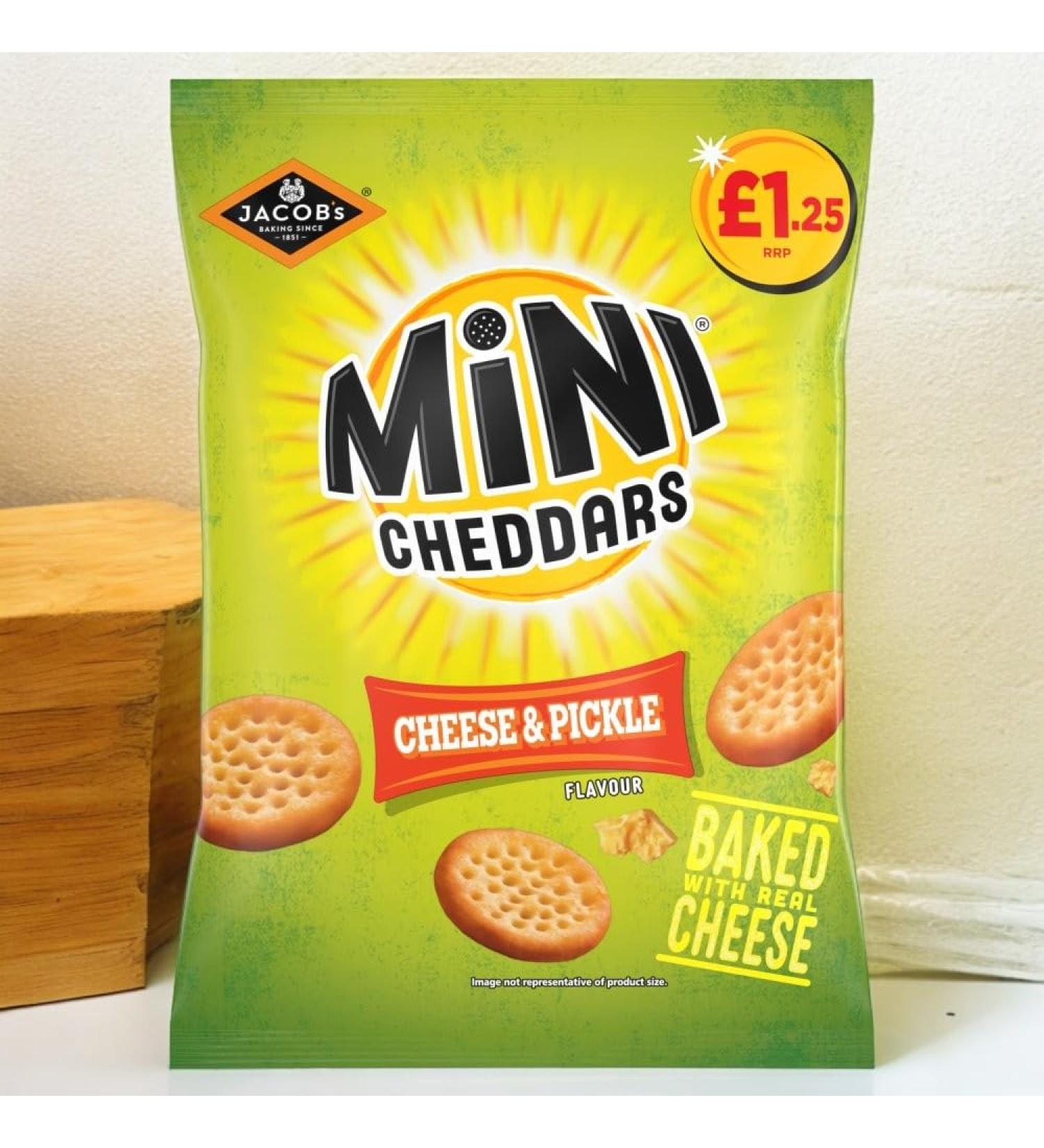 Jacob's Mini Cheddars Snacks 90g x Pack of 15 (Cheese & Pickle)