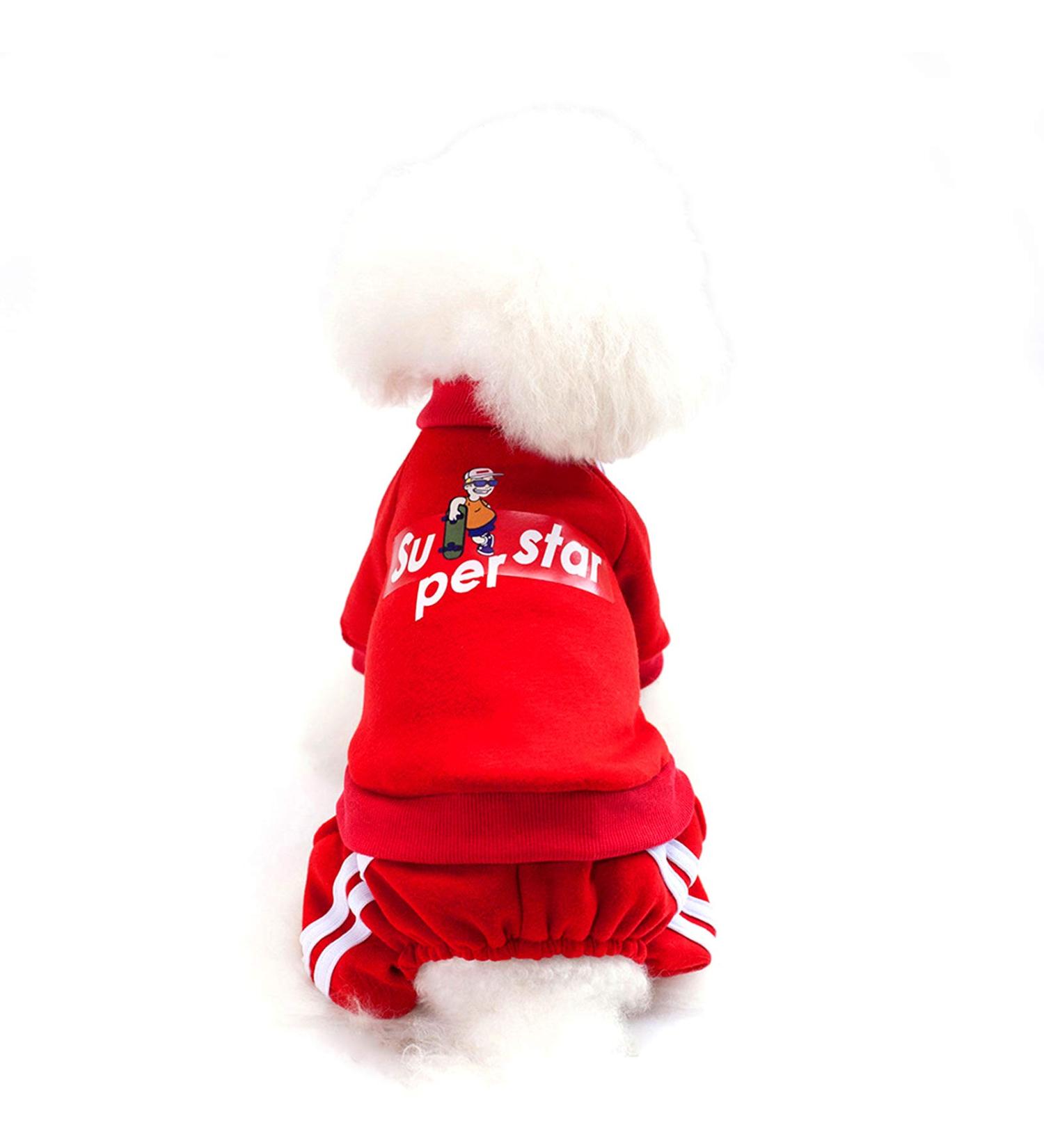 Superstar Dog Cotton Hoodie X-Large Red | Soft & Warm Dog Sweatshirt for Small Pets | Pet Cold Weather Outfit - Buy Online on GoSupps.com