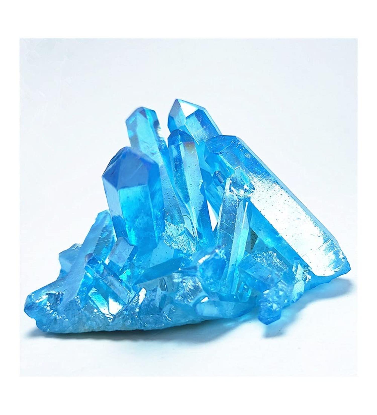 Crystal Titanium Coating Quartz vug Natural Blue Aura Angel Crystal Cluster Gemstone Flower Crystals Crystal Household Crystal Cluster (Size : 110-120g) - Buy Online on GoSupps.com