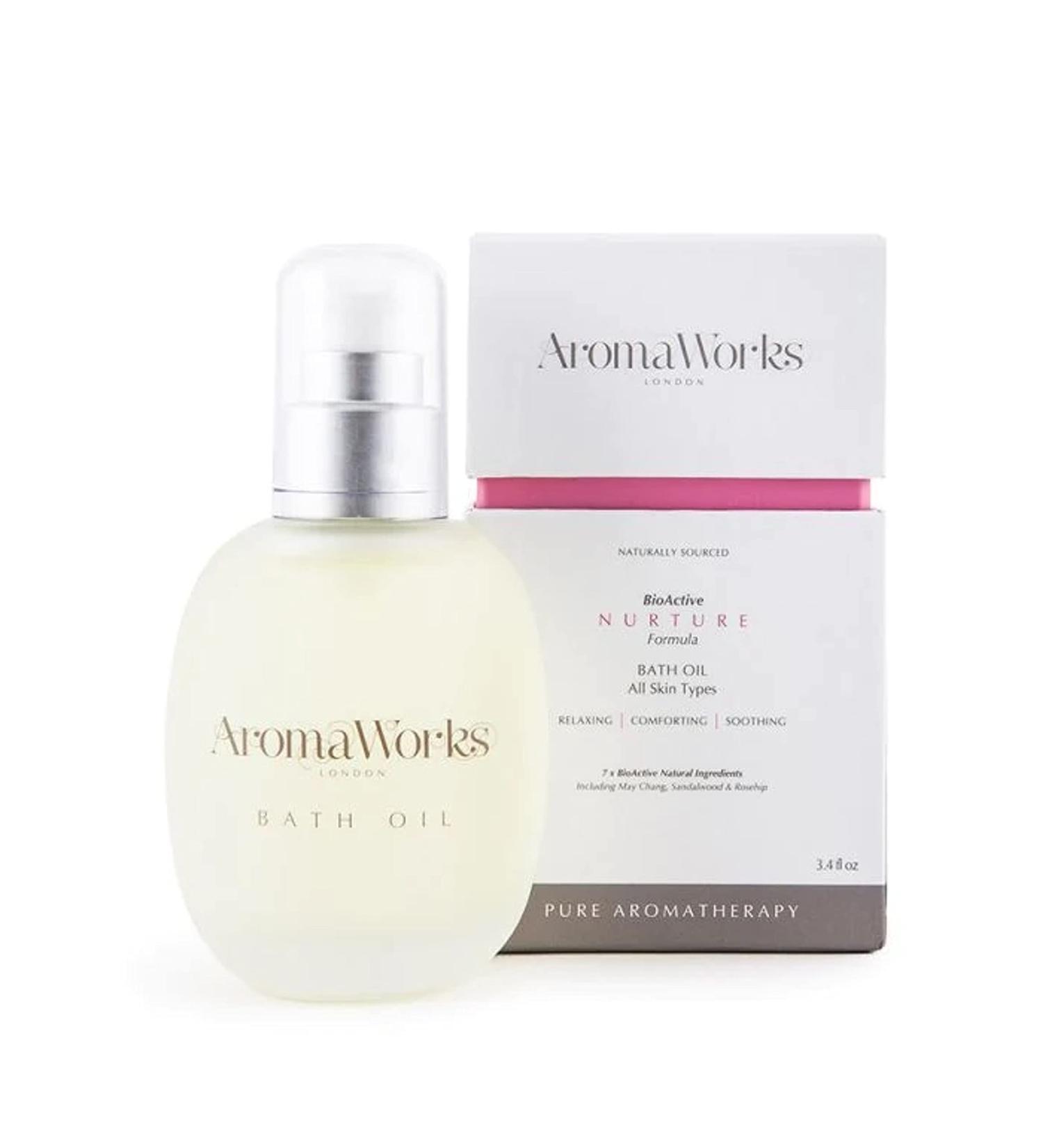 Nurture Bath Oil | Experience The Scents of May Chang & Sandalwood | Suitable for All Skin Types | Handmade in The United Kingdom | 100 ml