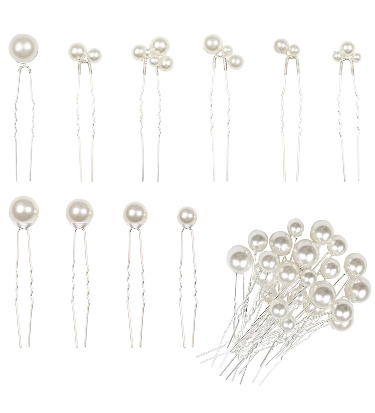 38 Pcs Wedding Pearl Hair Pins for Bride - Elegant Bridal Hair Pieces with Rhinestones - Perfect for Bridesmaid, Women, Girls - Buy Online on GoSupps.com