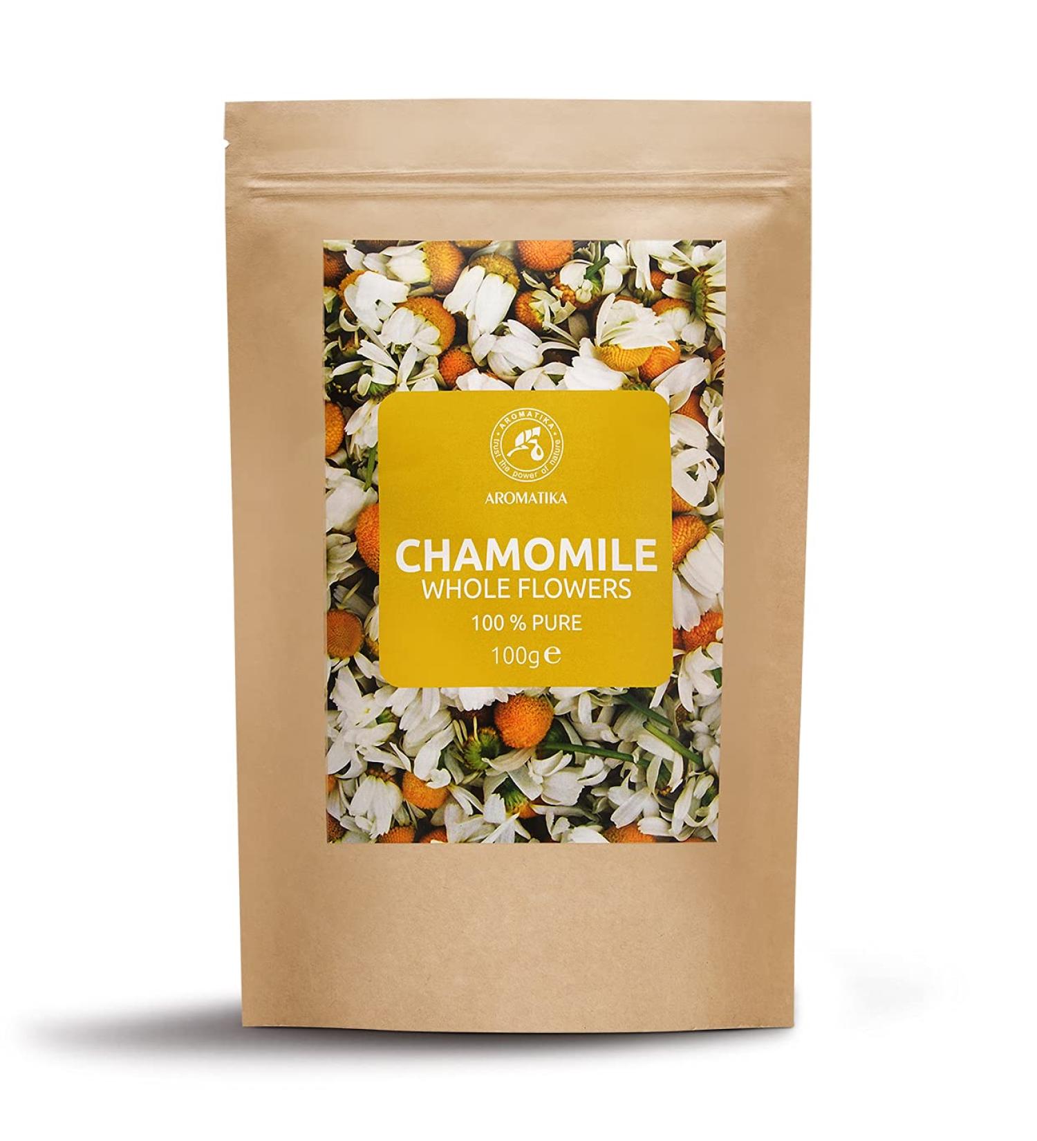 Chamomile Flowers 100g - Dried Whole Chamomile for Soothing Tea - Vegan & Vegetarian Friendly - Relaxing Herbal Infusion - Buy Online on GoSupps.com
