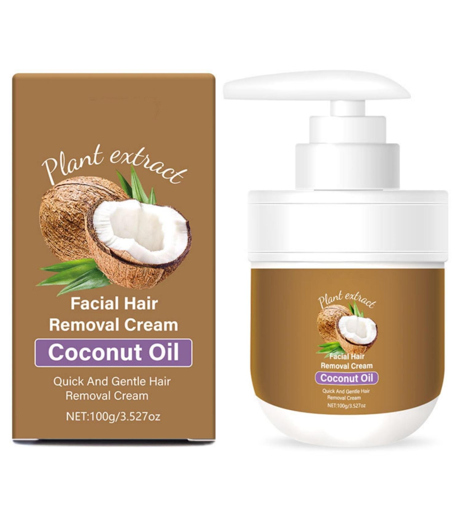 Cr me d pilatoire du visage l'huile de noix de coco cr me d pilatoire douce pour l vre sup rieure menton pilateur indolore nourrit et adoucit la peau multi-usage pour le visage les bras les - Buy Online on GoSupps.com