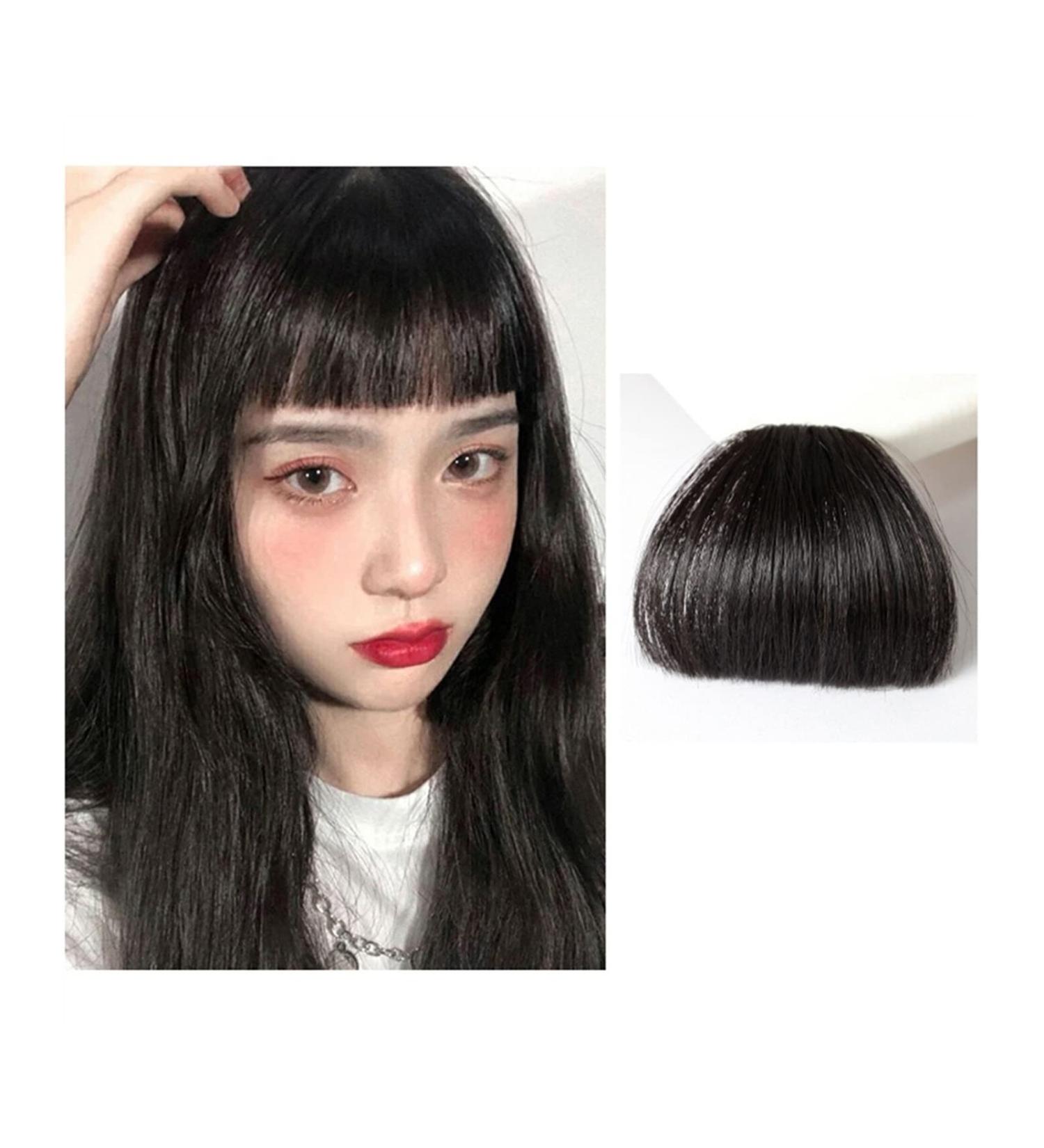 Bangs Hair Clip Natural Synthetic Hair Flat Bangs/Fringe Mini Fake Hair Bangs Fashion One Pieces Clip-in Air Bangs Hair Extension For Women Bangs Clip in Hair (Color : Natural black) - Buy Online on GoSupps.com