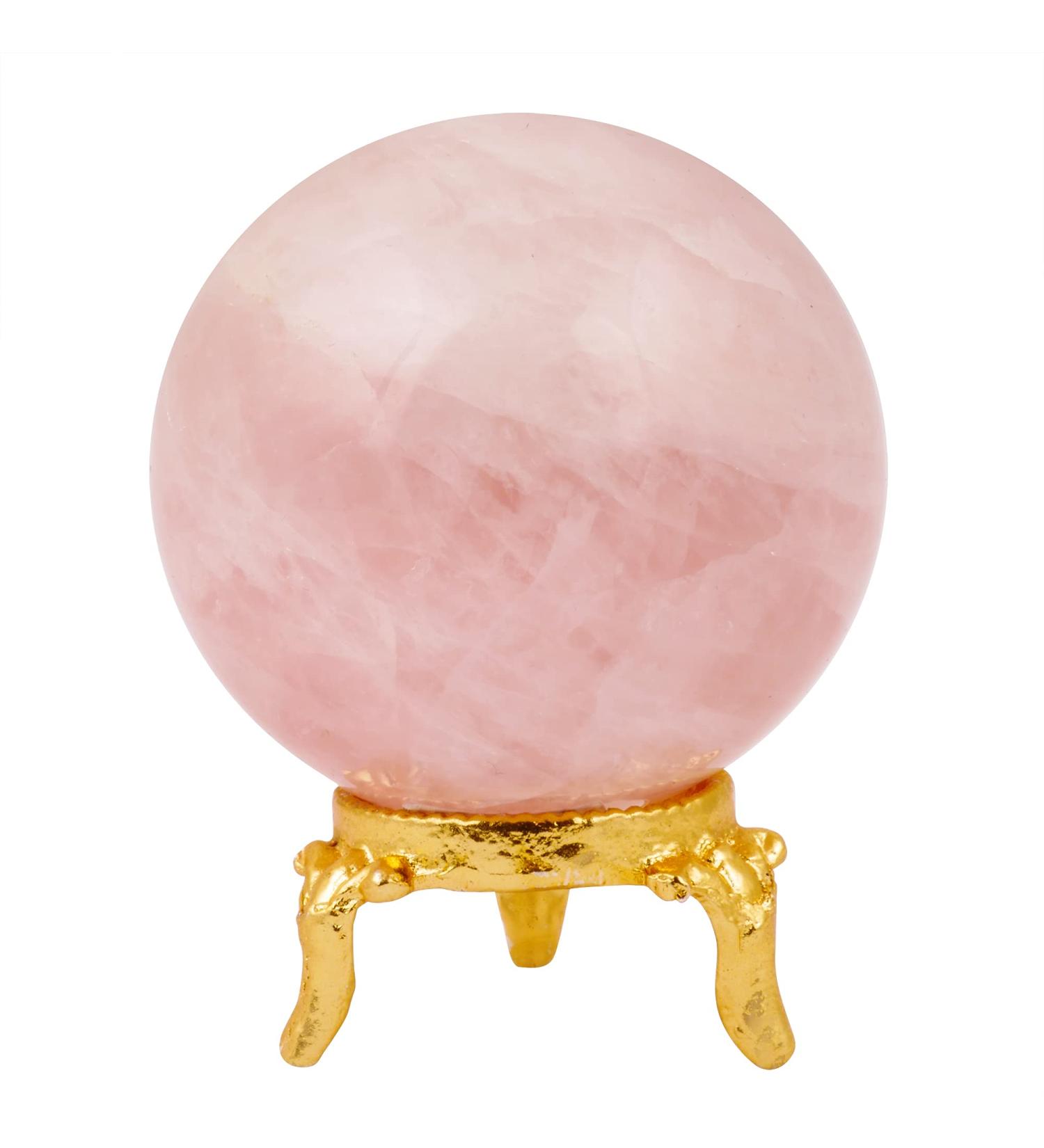PYOR Rose Quartz Sphere Gem Ball with Stand - Meditation & Feng Shui Crystal Decor for Wealth & Harmony - Buy Online on GoSupps.com