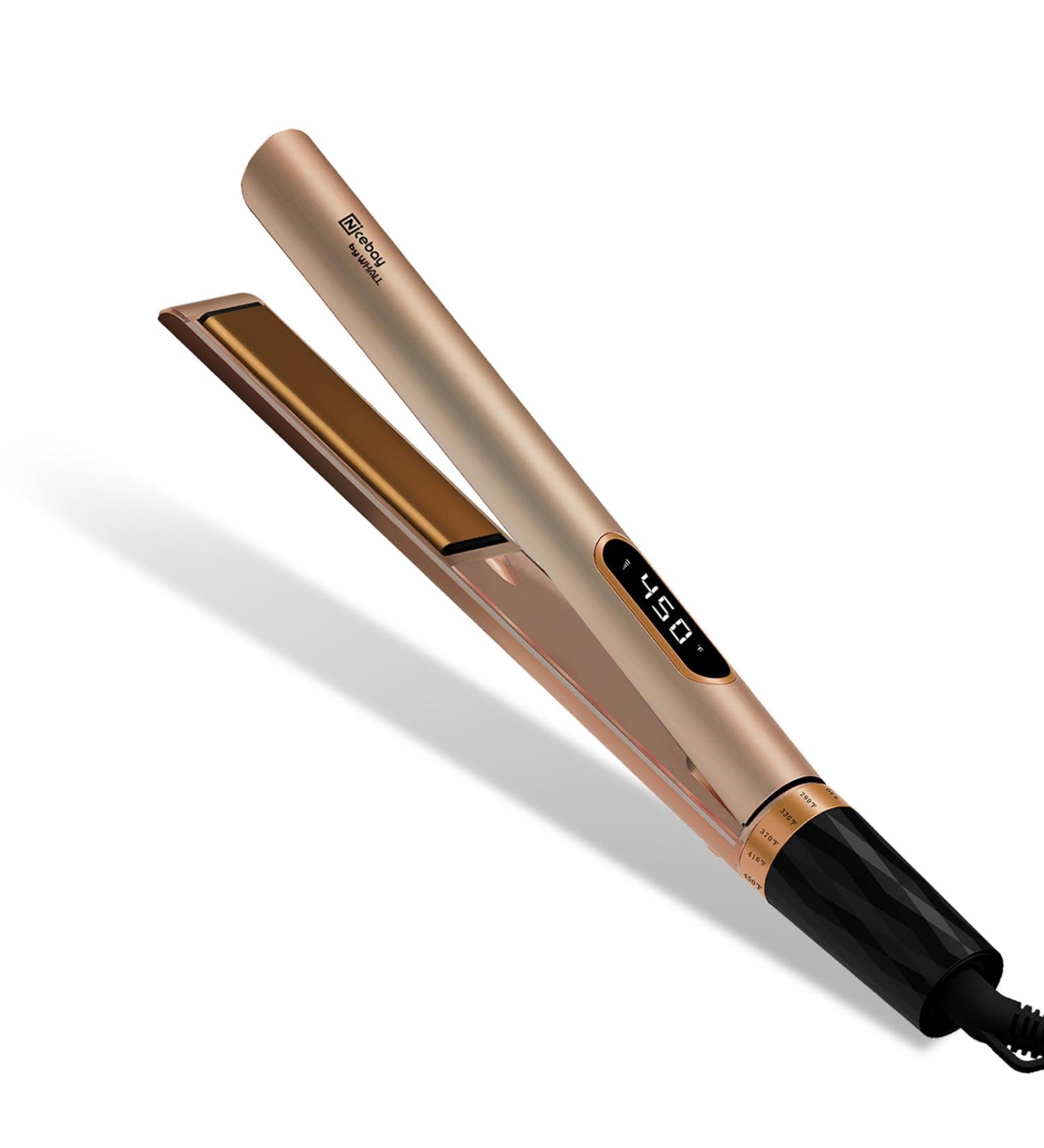 Nicebay 2-in-1 Hair Straightener Flat Iron and Curler with 5 Temps Titanium for Fast Heating Negative lons Wide Voltage for Travel