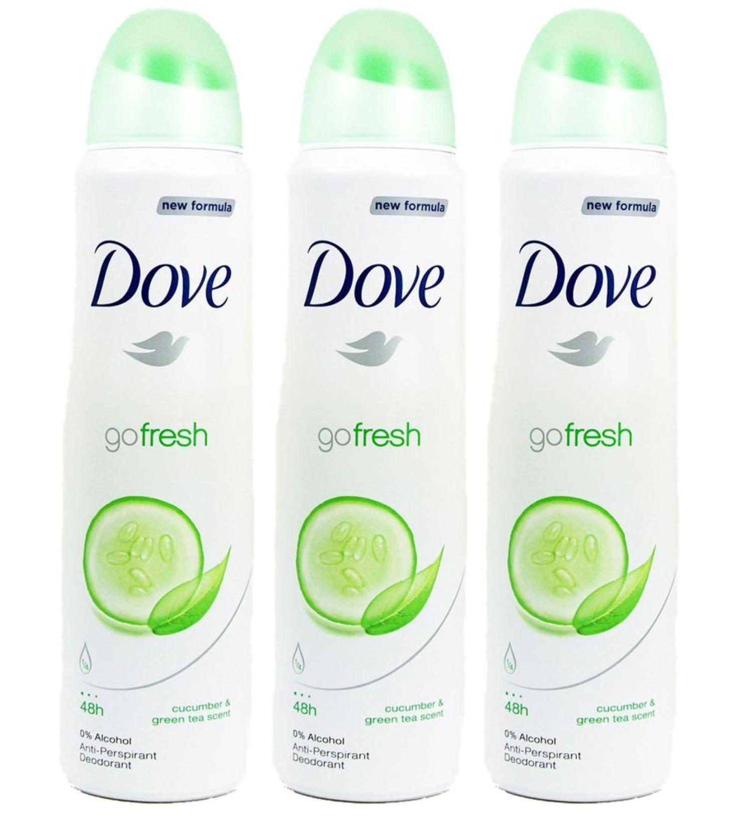 Dove body spray Anti-Perspirant/Anit-Transpirant pack of 3X250ml/8.5oz Cucumber & green tea Cucumber Green Tea 1 Count (Pack of 1)