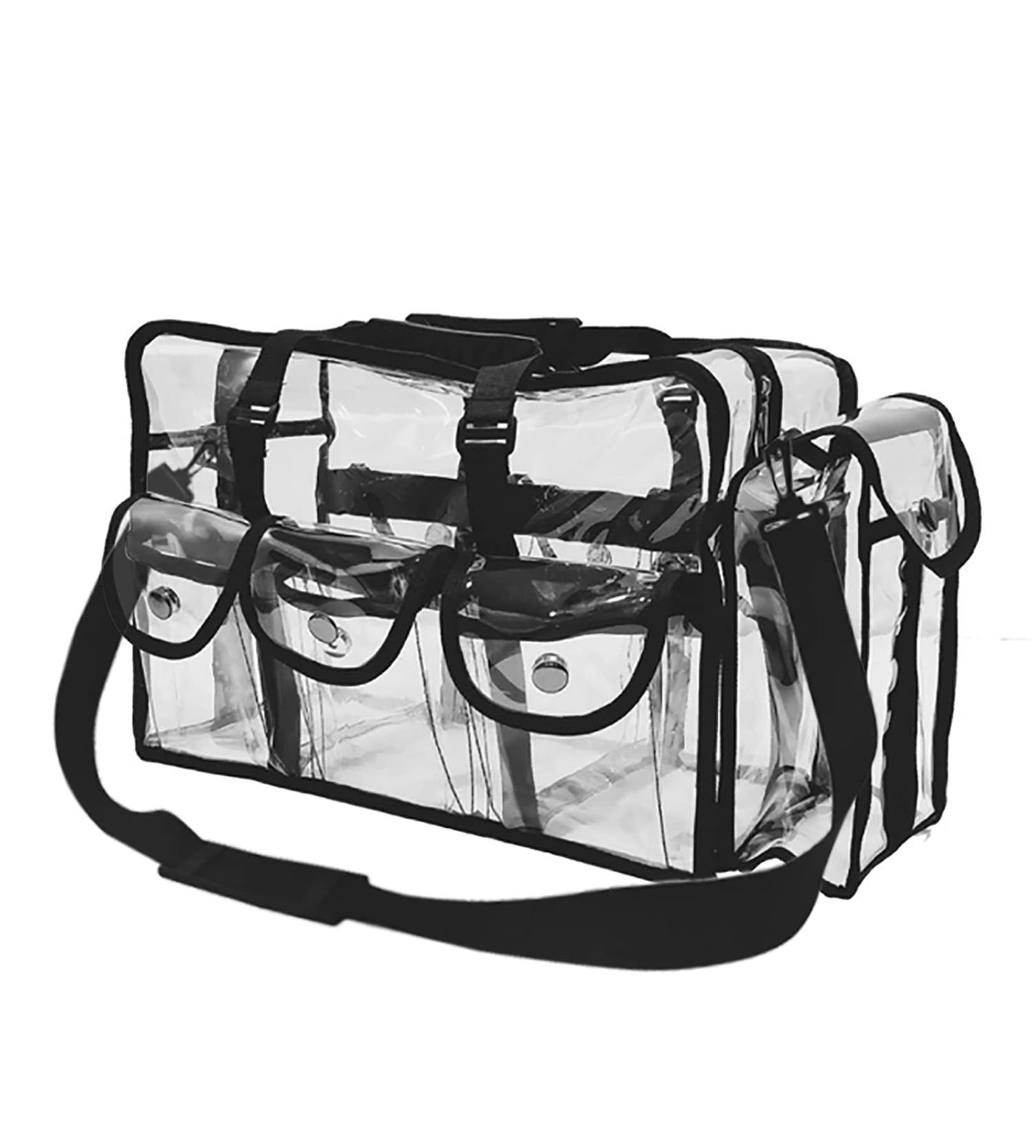 Enkrio Clear Waterproof Makeup Handbag | Travel & Sports Organizer with 5 Pockets & Shoulder Strap - Buy Online on GoSupps.com