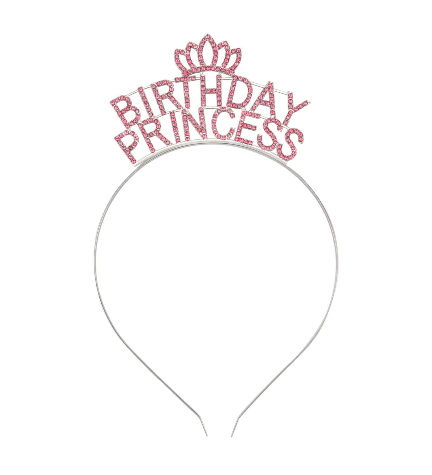 YARIEW Birthday Crown for Women and Girls - Rhinestone Princess Tiara Headband for Happy Birthday Party Decorations in Pink - Buy Online on GoSupps.com